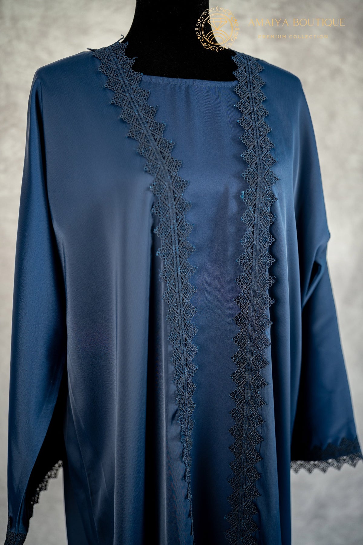 Peony Navy Lace Abaya