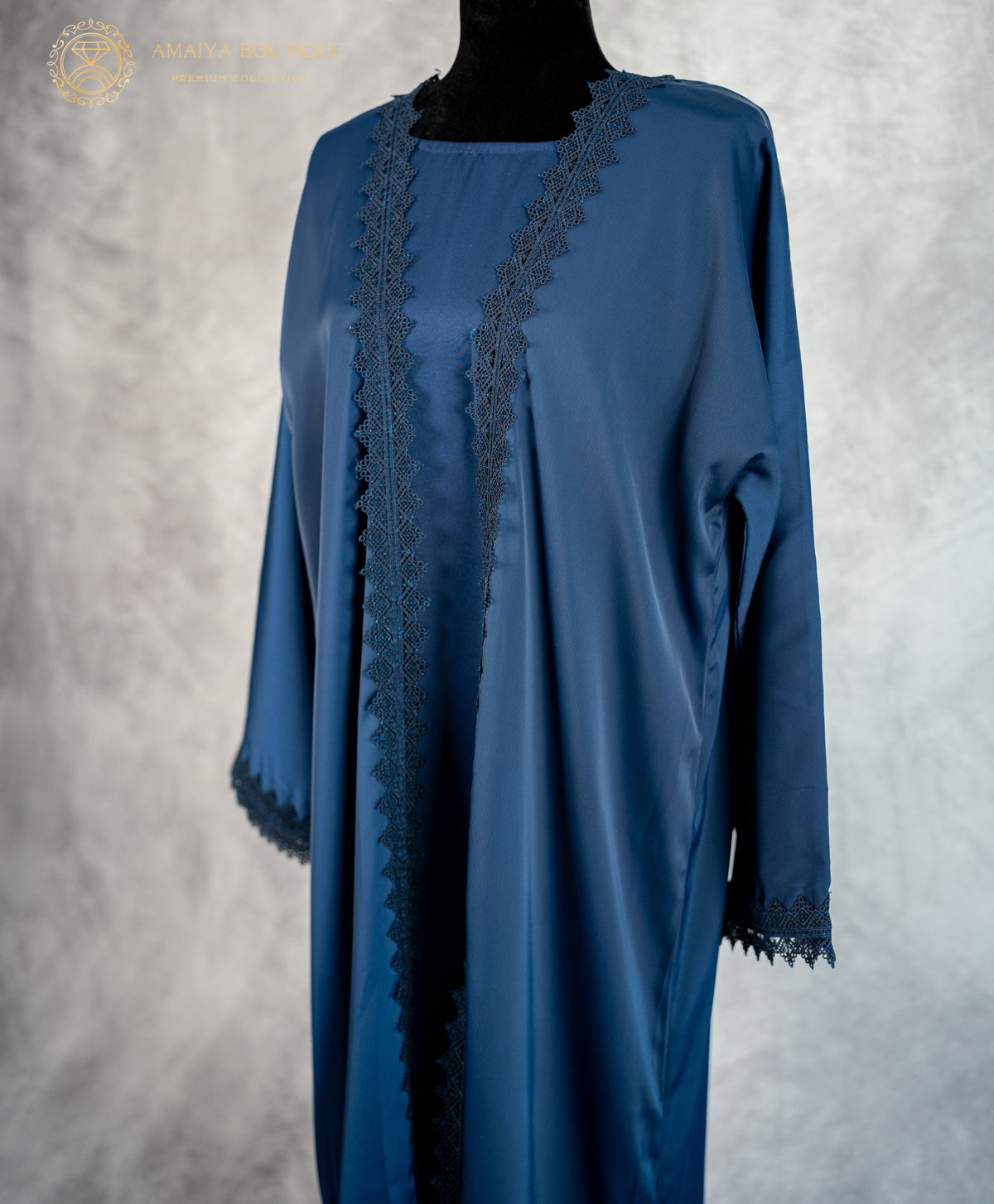 Peony Navy Lace Abaya