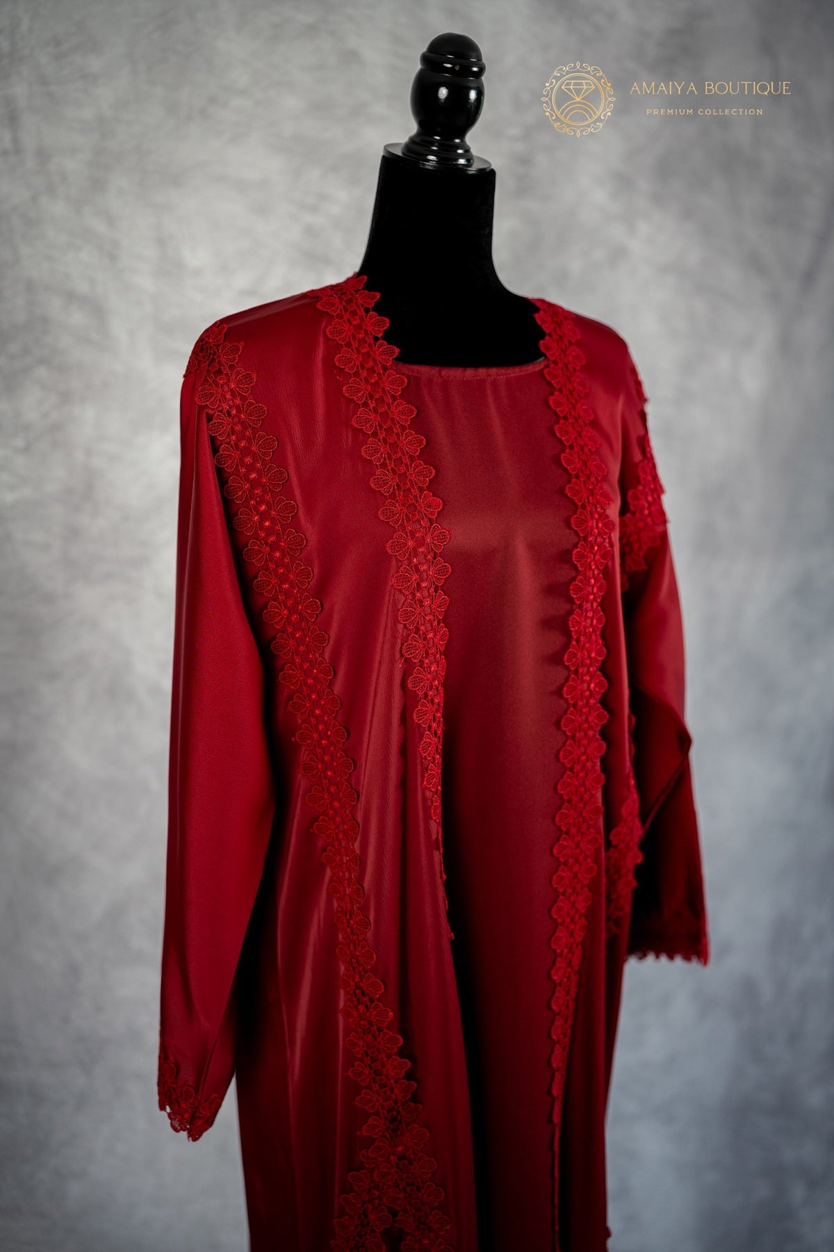 Persian Maroon Lace Abaya