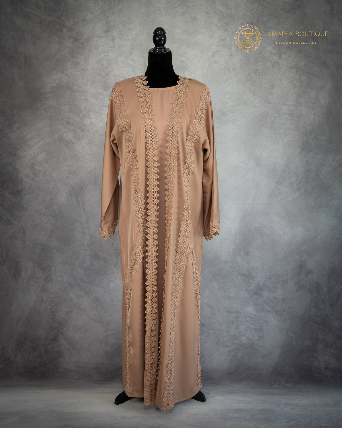 Tuscan Beige Lace Abaya