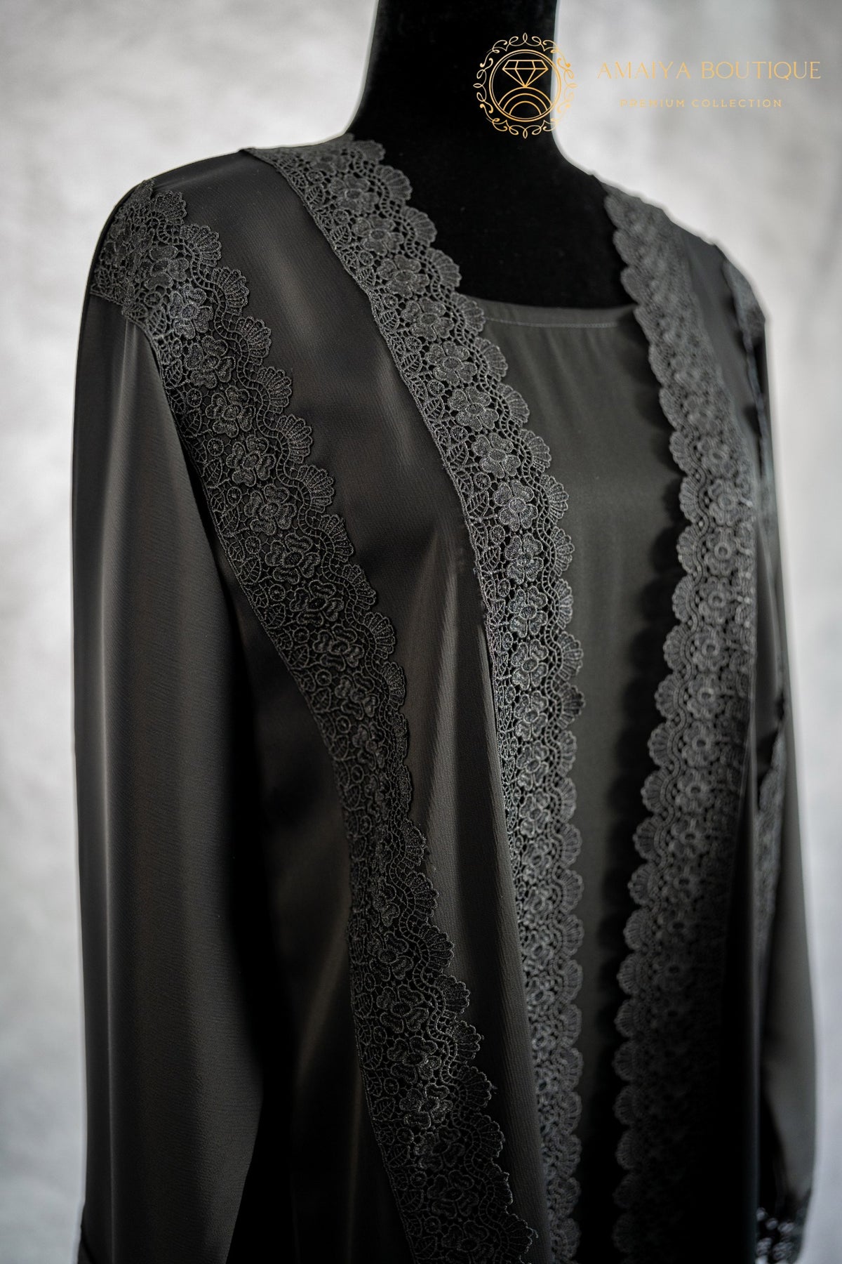 Magnolia Black Lace Abaya