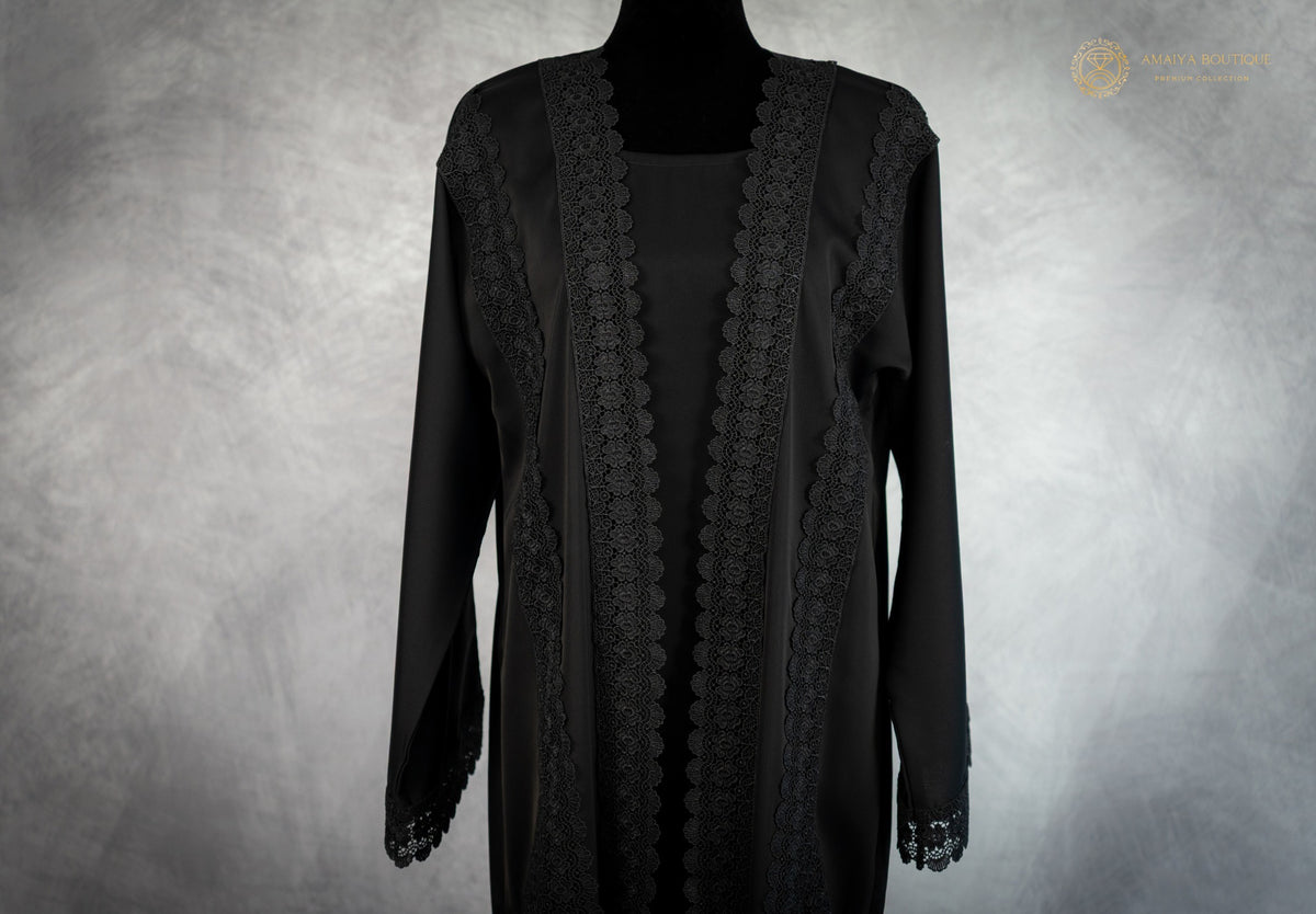 Magnolia Black Lace Abaya