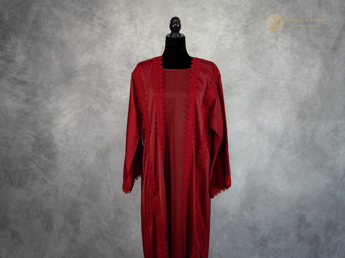 Persian Maroon Lace Abaya