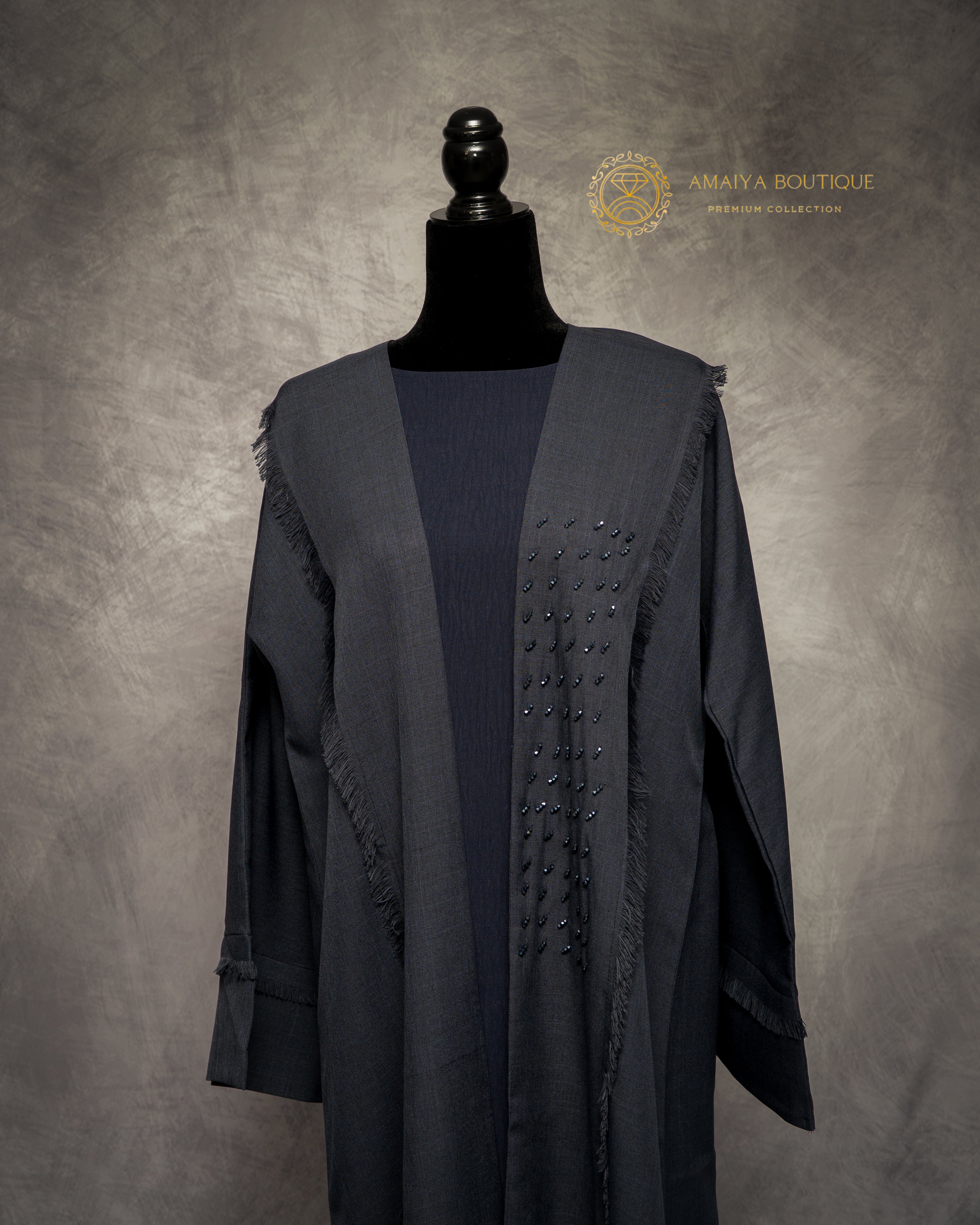 Khadijah Deep Blue Linen Abaya