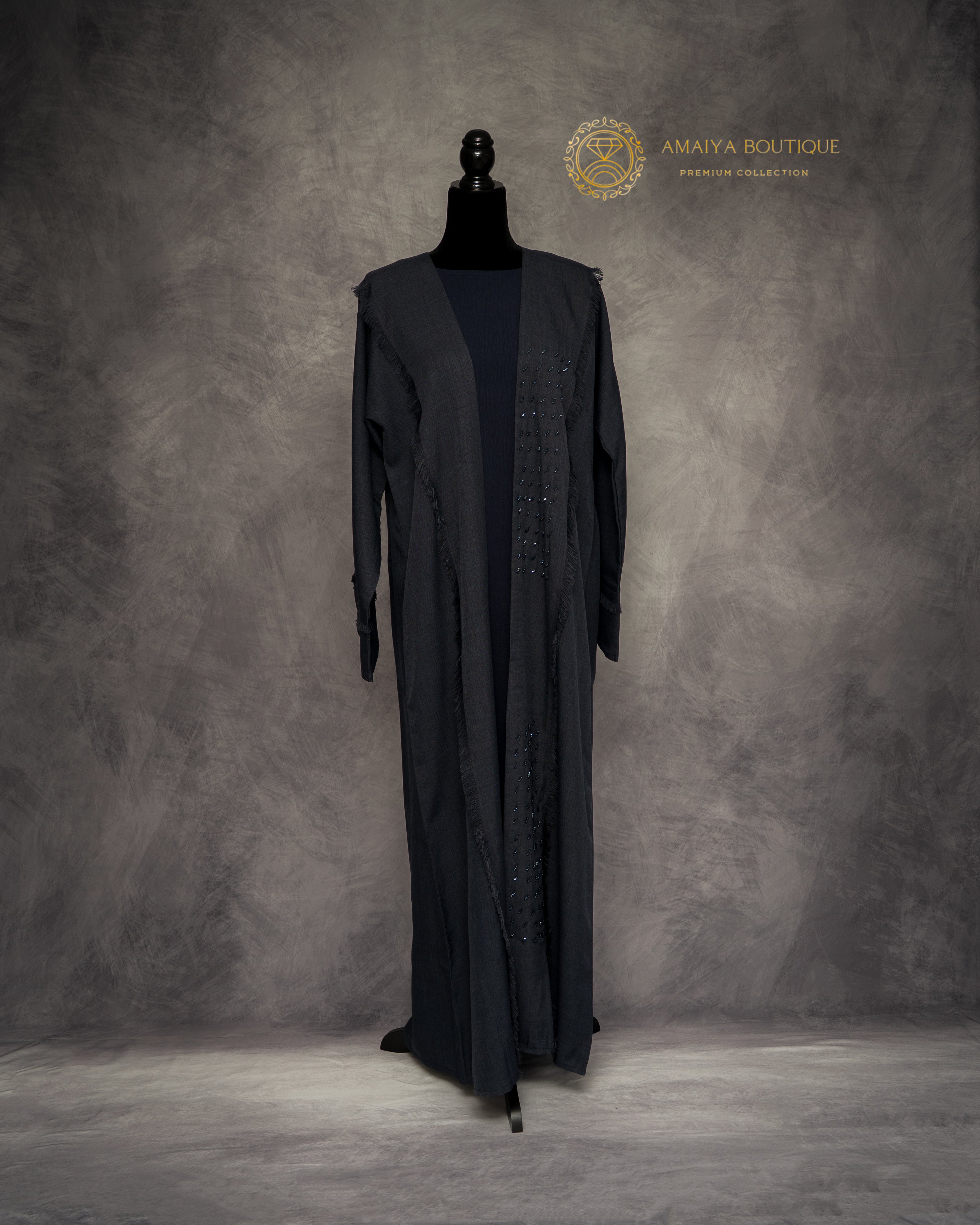 Khadijah Deep Blue Linen Abaya