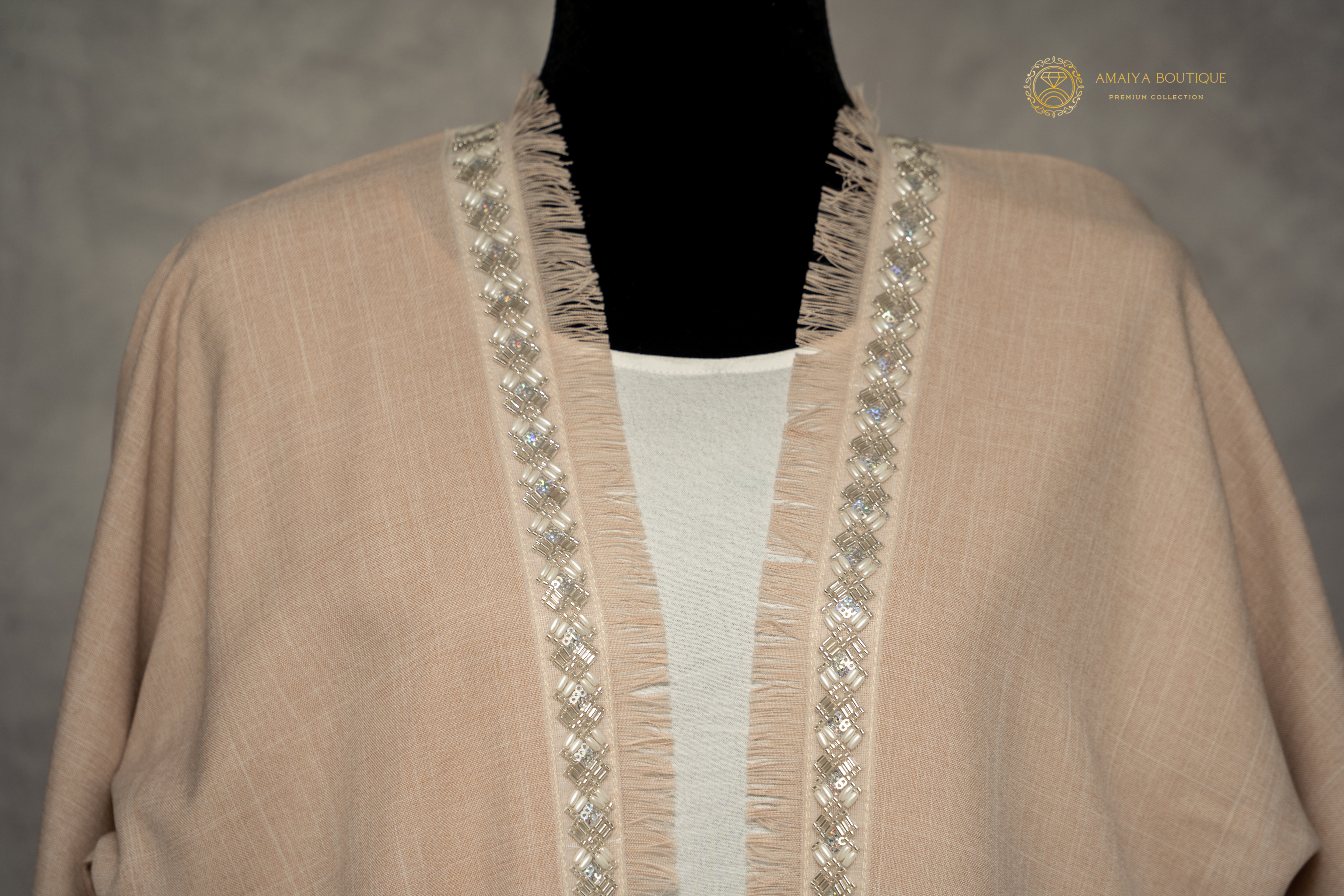 Amal Peach Linen Abaya