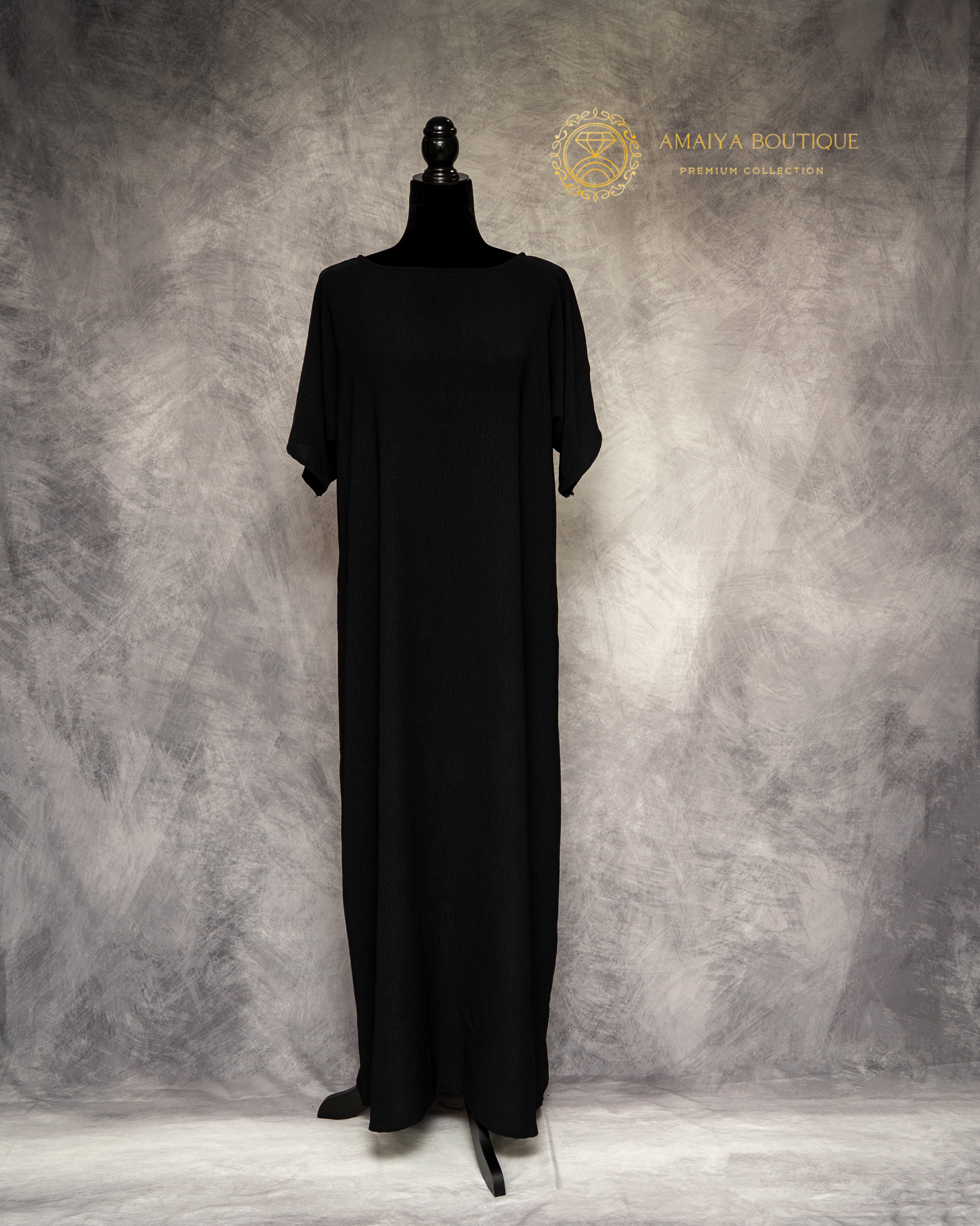 Essential Short Sleeve Inner Dress- Black