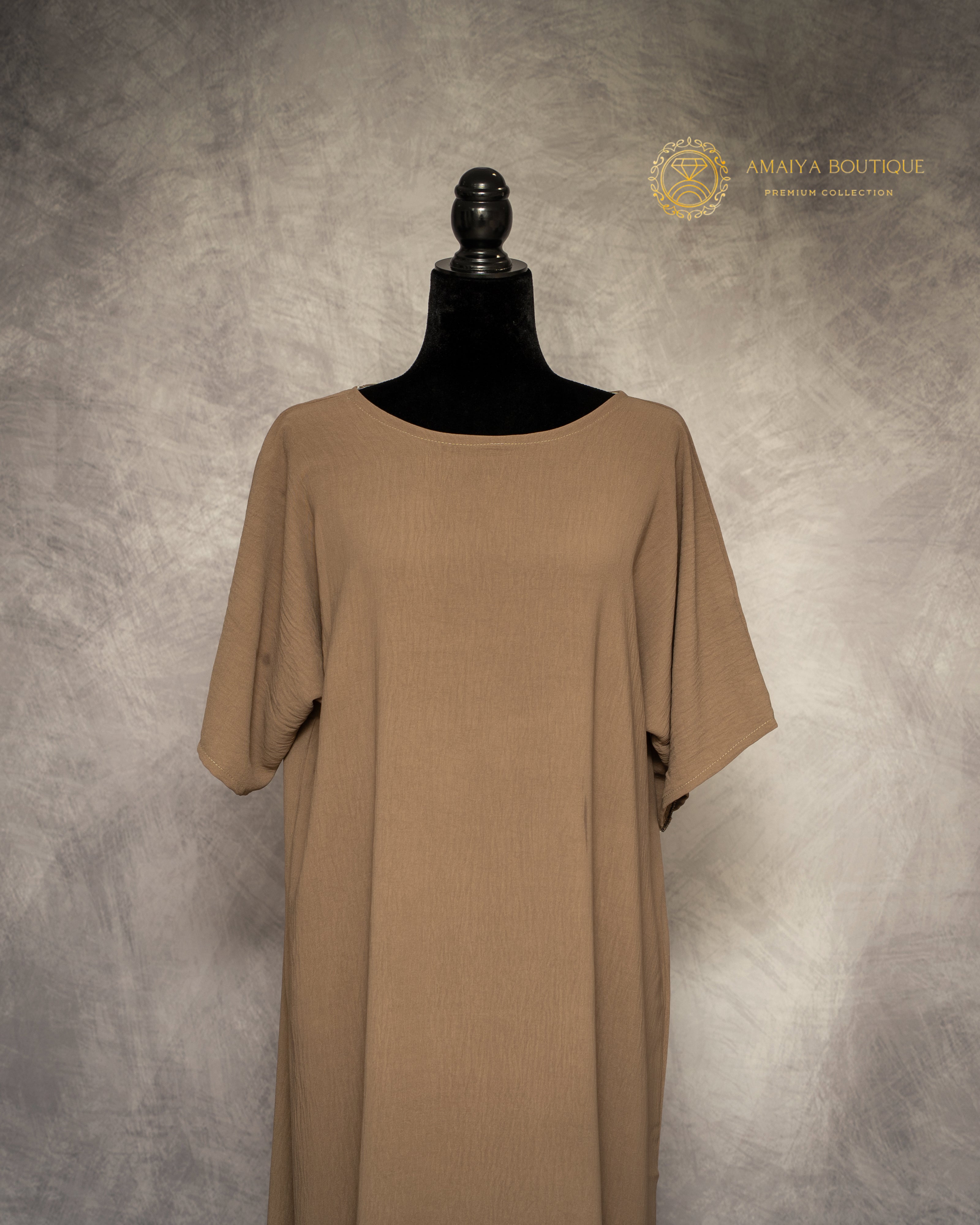 Essential Short Sleeve Inner Dress- Brown