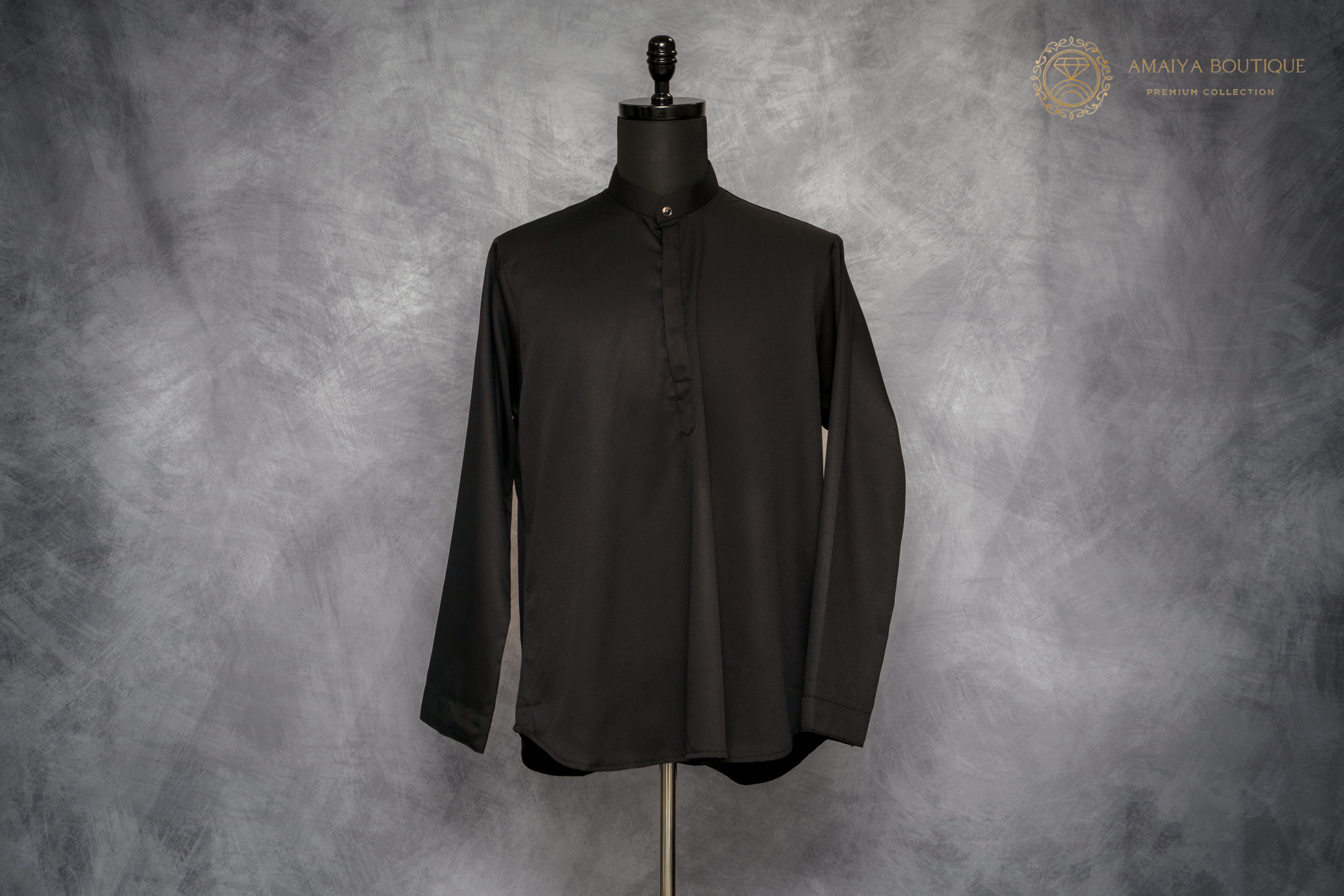 Relaxed Fit Full Sleeve Shirt- Black