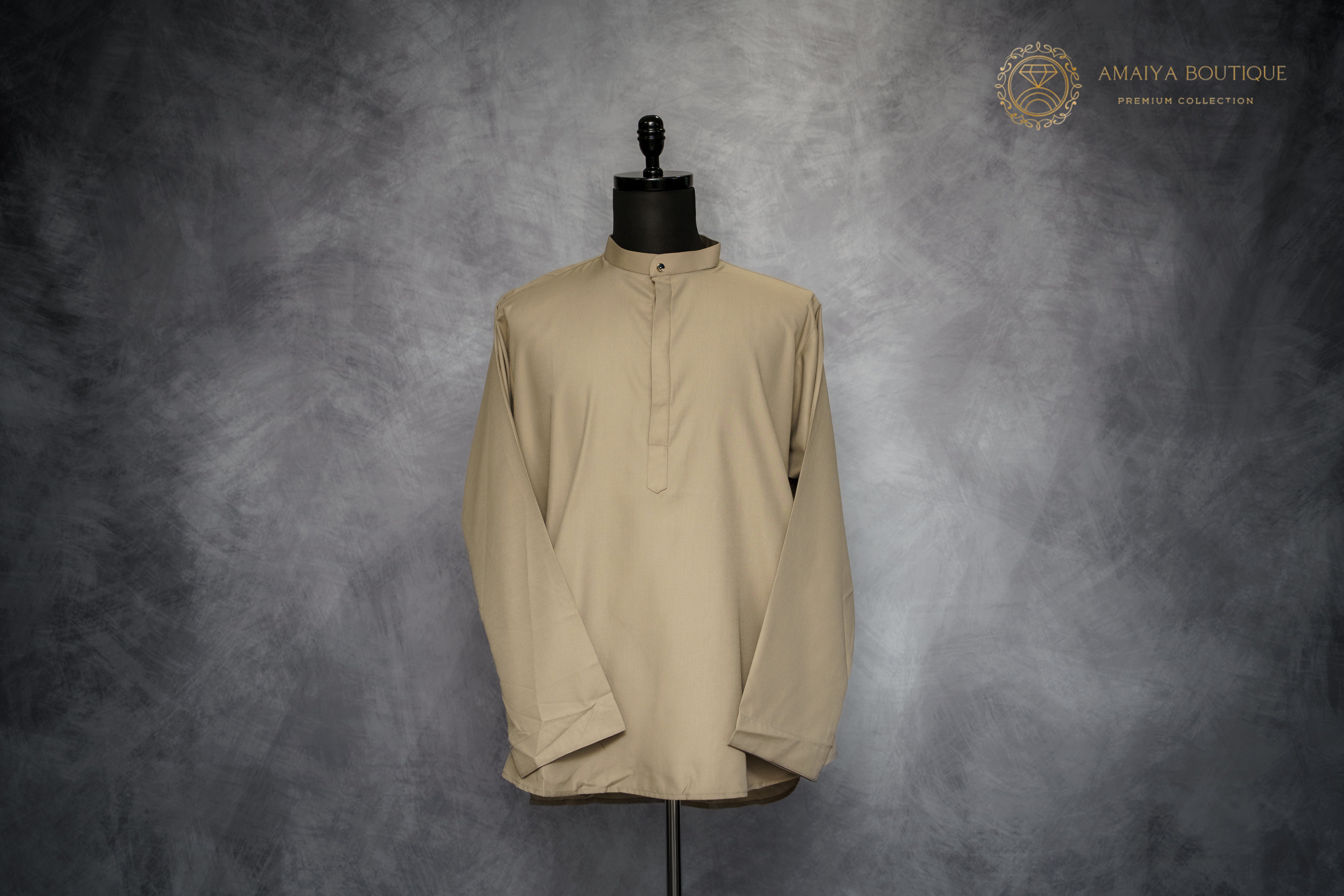 Relaxed Fit Full Sleeve Shirt- Beige