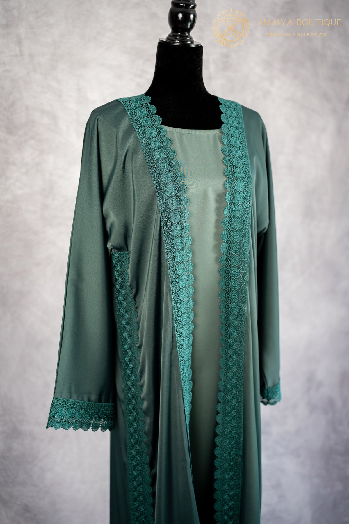 Emerald Green Lace Abaya