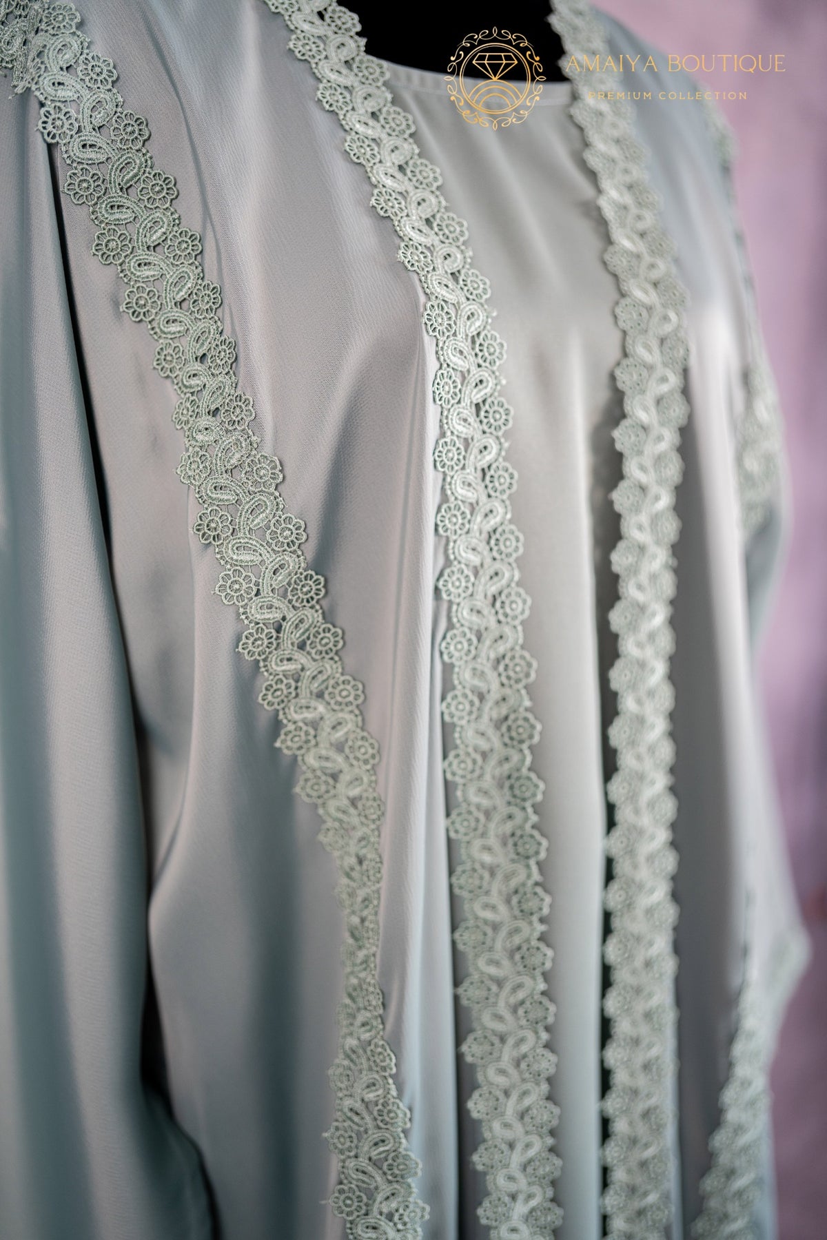 Sage Mint Lace Abaya
