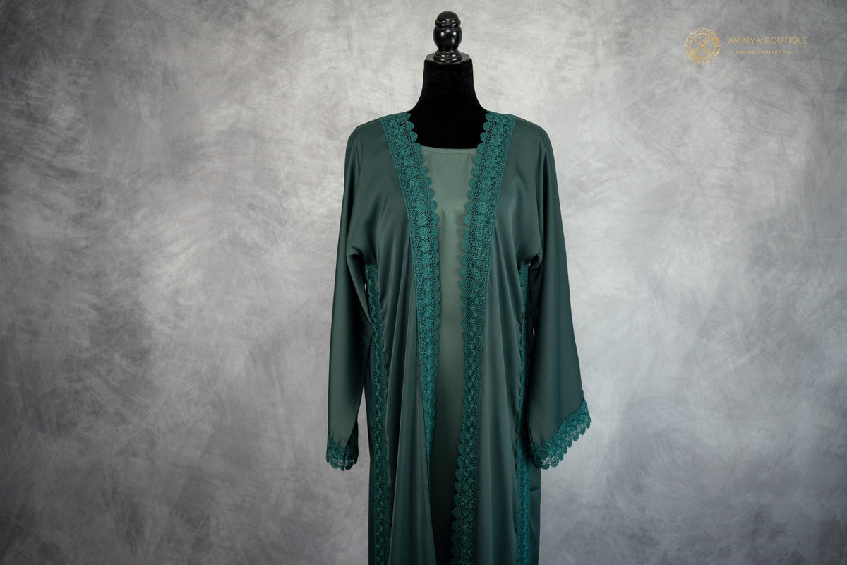 Emerald Green Lace Abaya