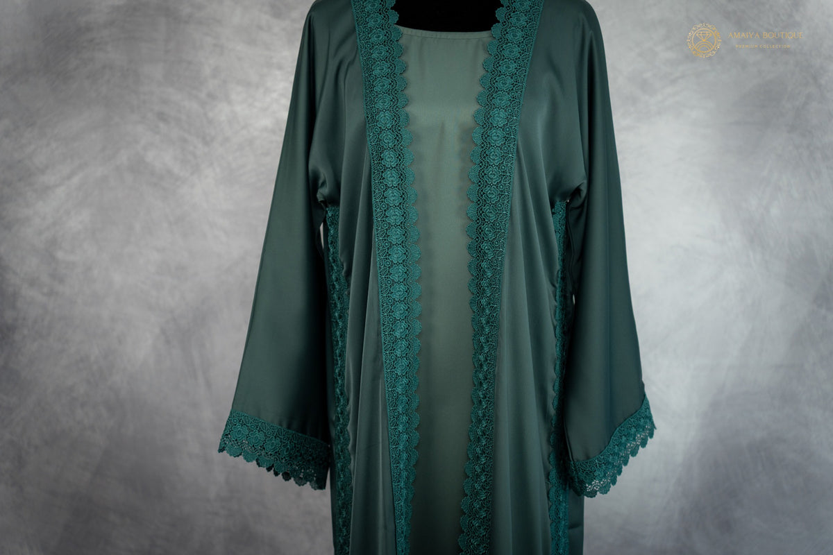 Emerald Green Lace Abaya
