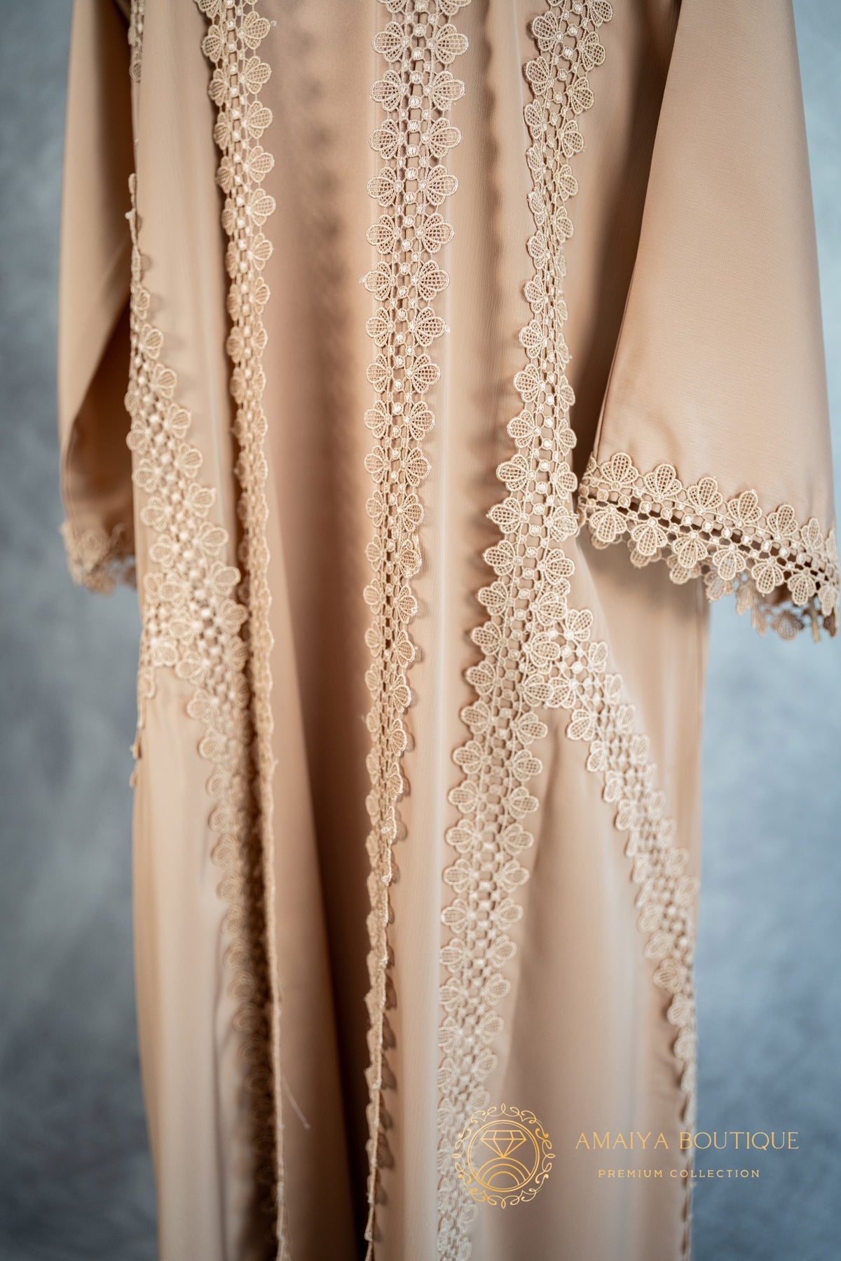 Tuscan Beige Lace Abaya