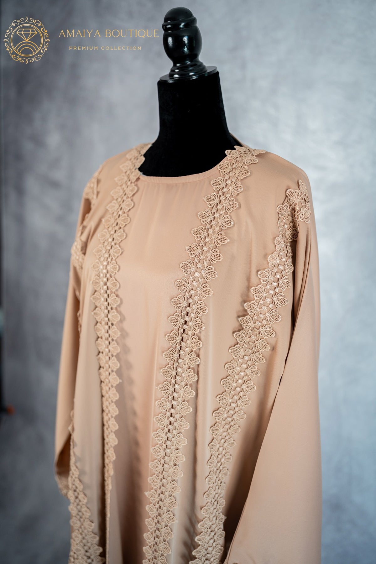 Tuscan Beige Lace Abaya
