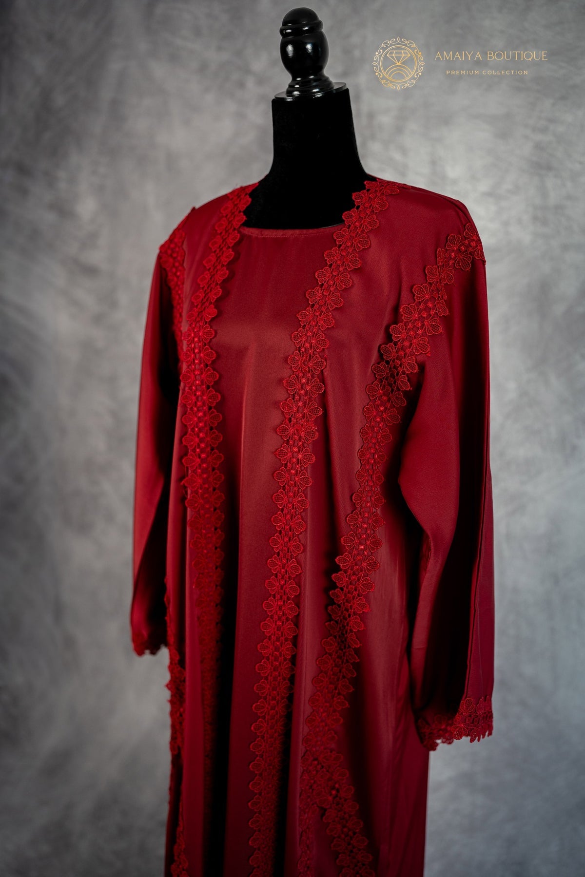 Persian Maroon Lace Abaya