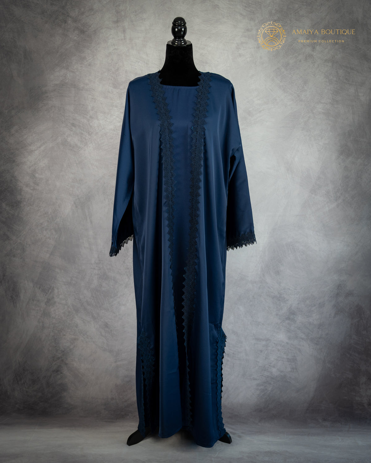 Peony Navy Lace Abaya
