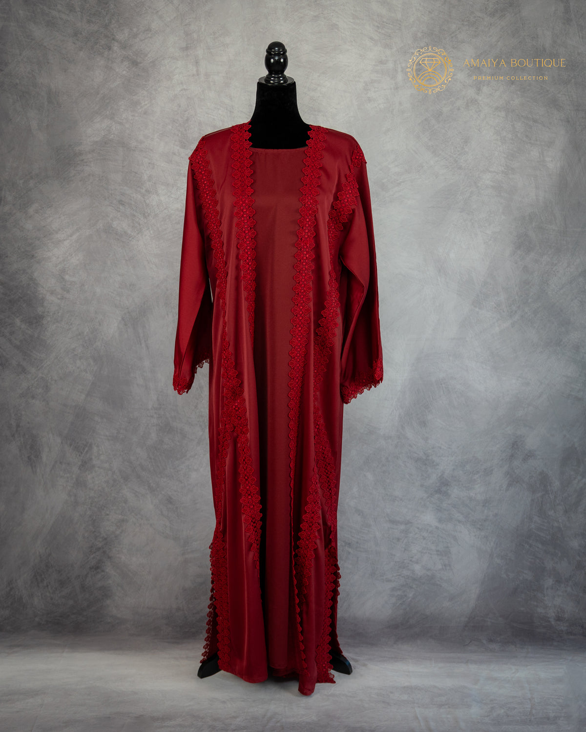 Persian Maroon Lace Abaya