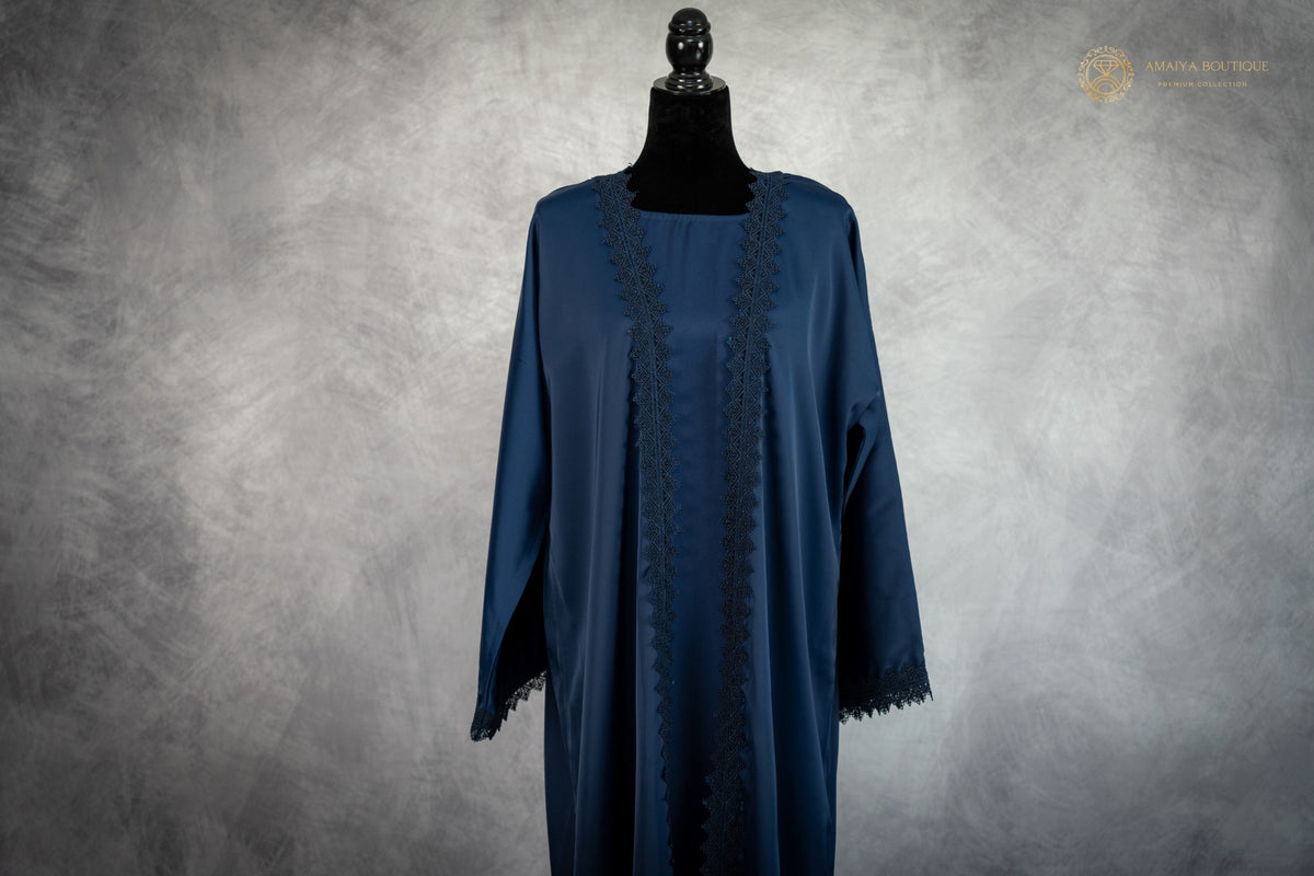 Peony Navy Lace Abaya