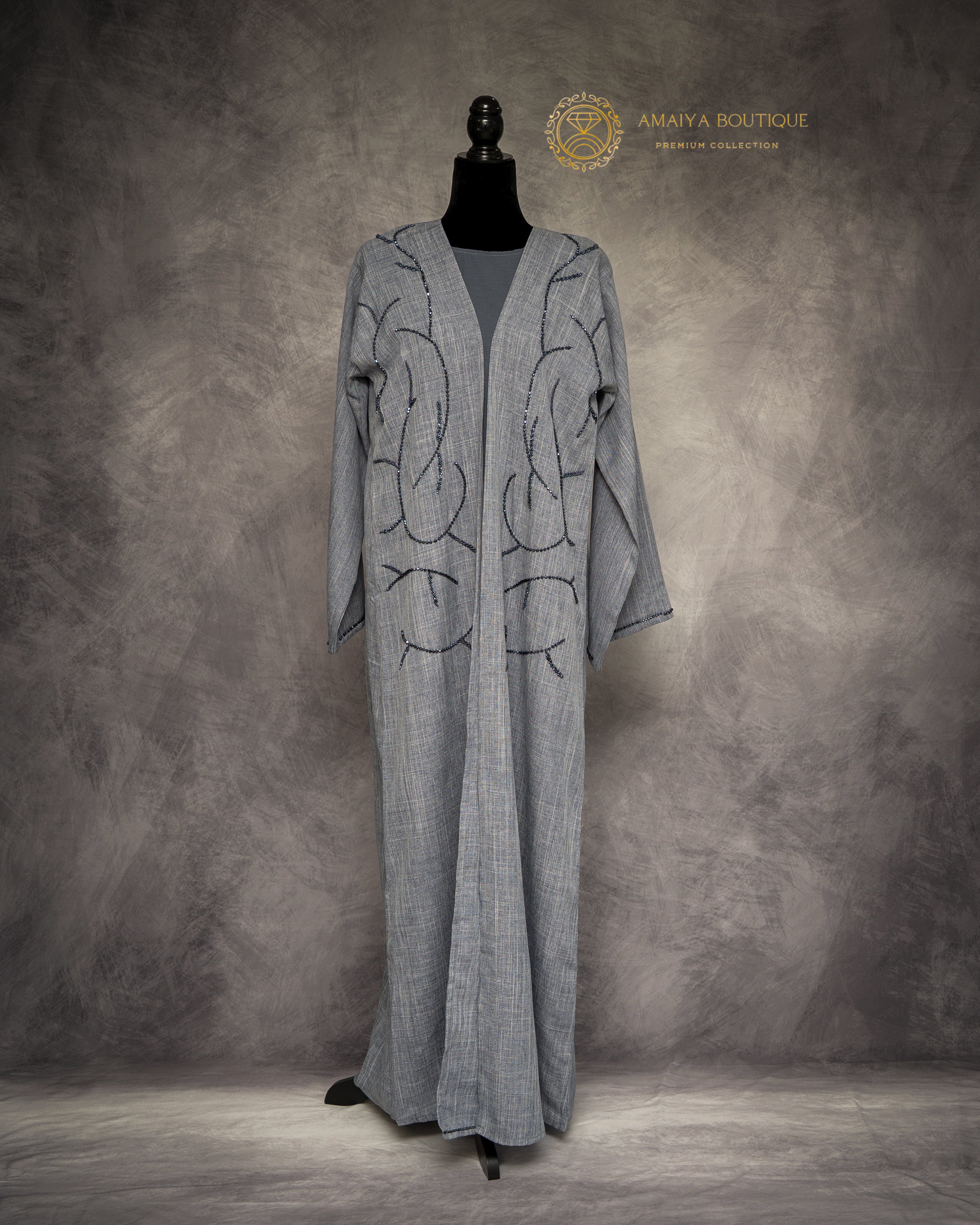 Lujaine French Blue Linen Abaya