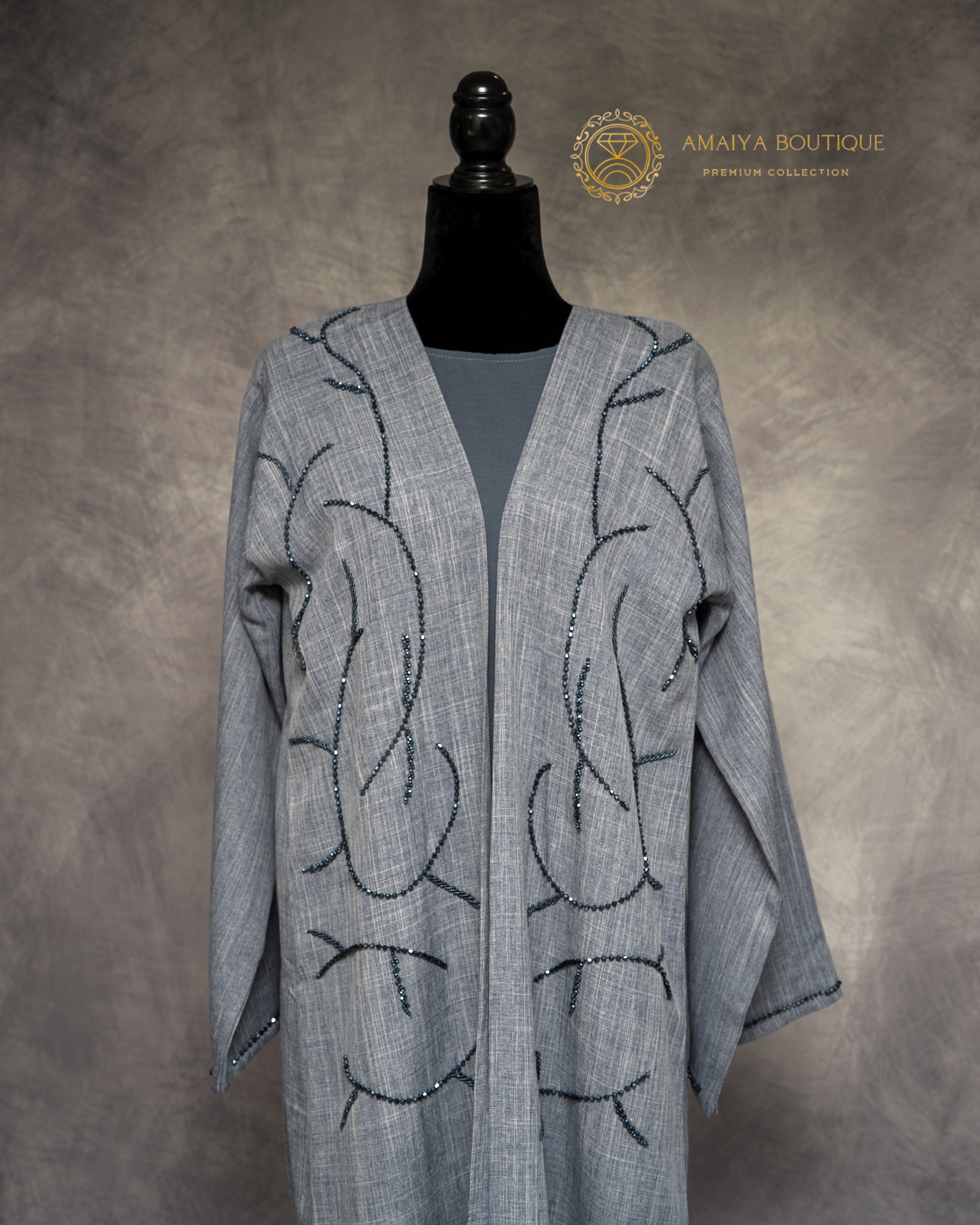 Lujaine French Blue Linen Abaya