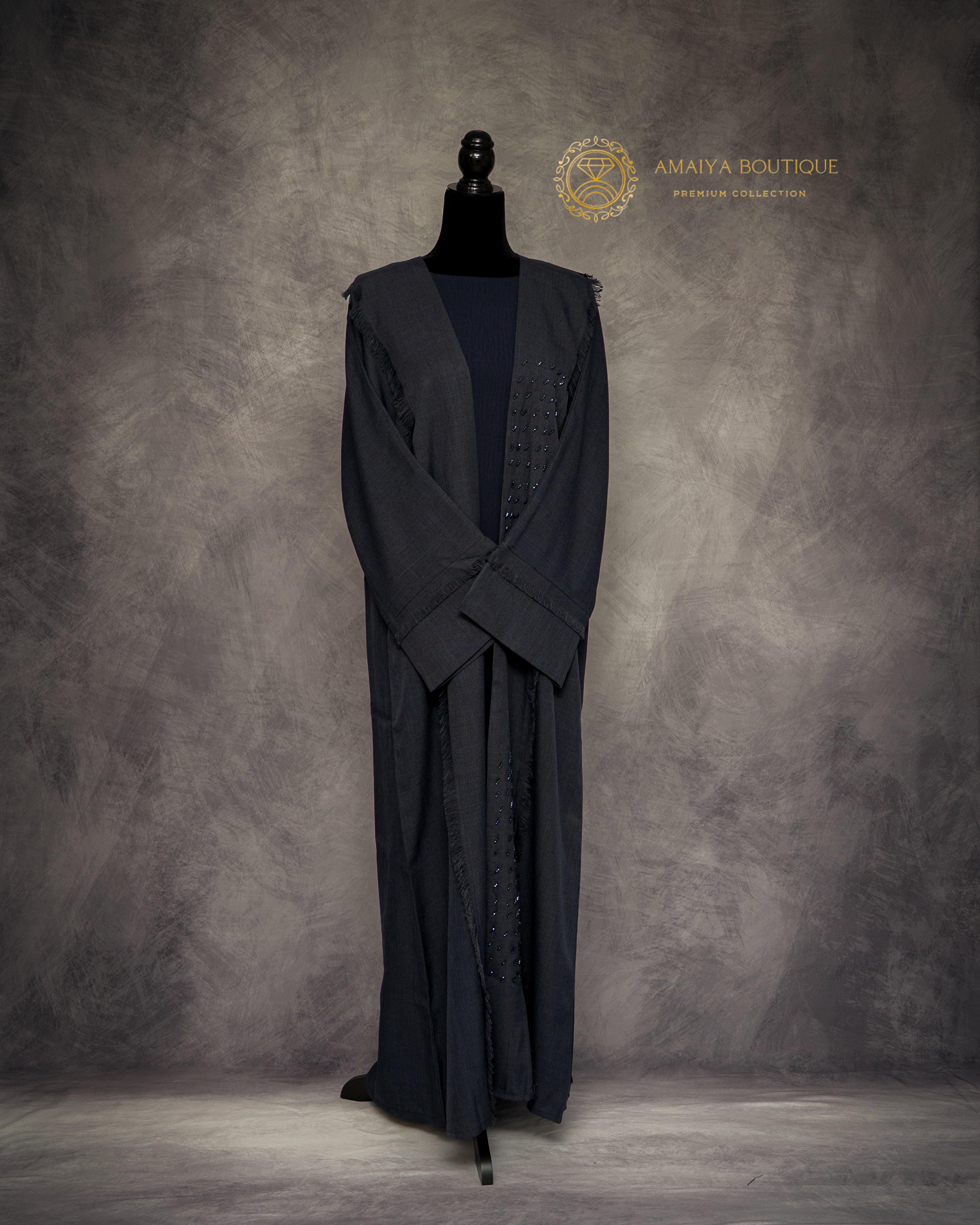 Khadijah Deep Blue Linen Abaya