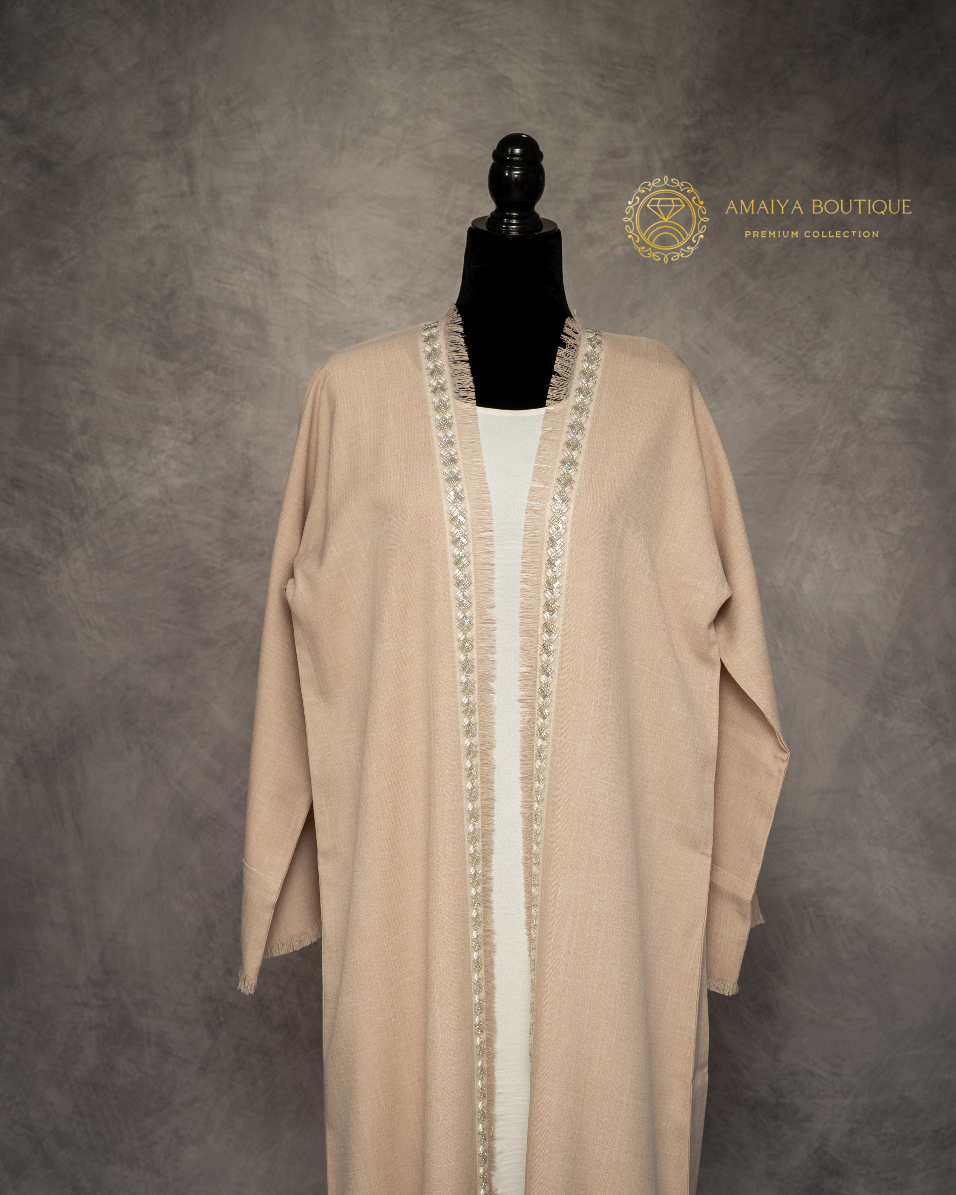 Amal Peach Linen Abaya