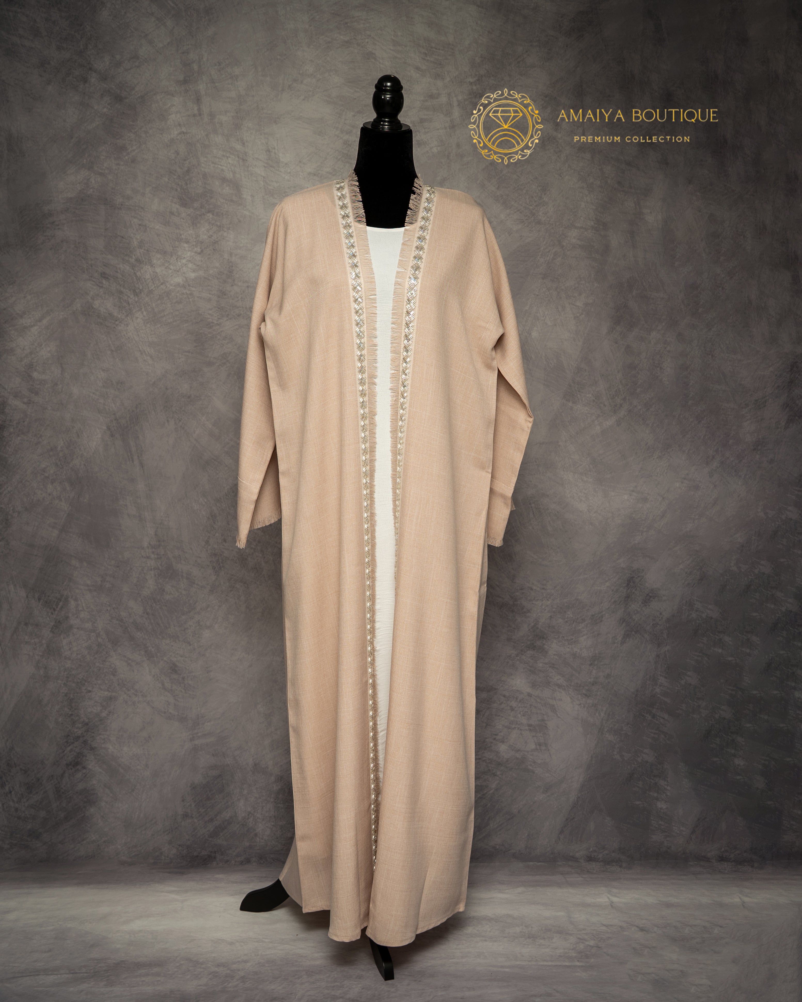 Amal Peach Linen Abaya