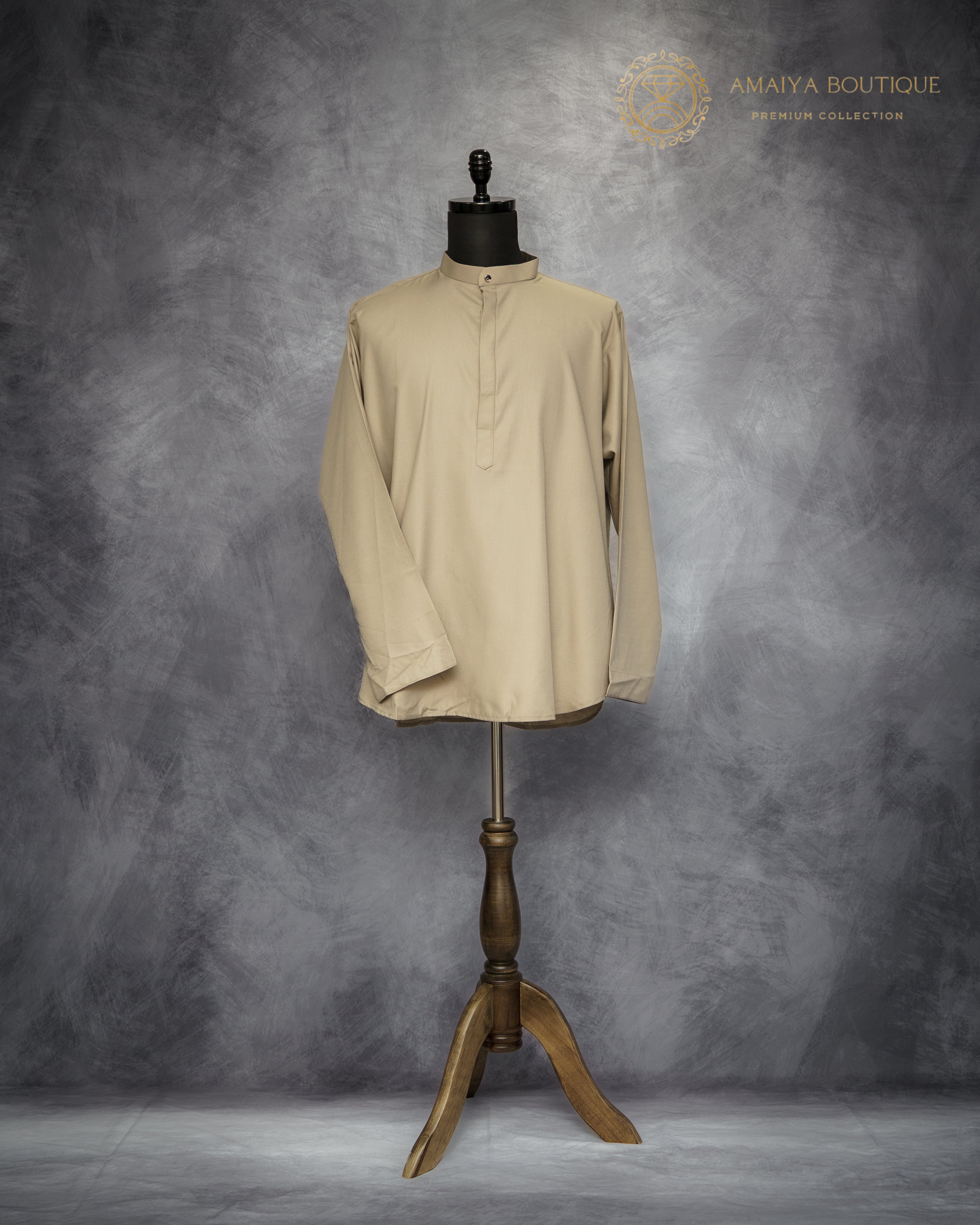 Relaxed Fit Full Sleeve Shirt-  Beige