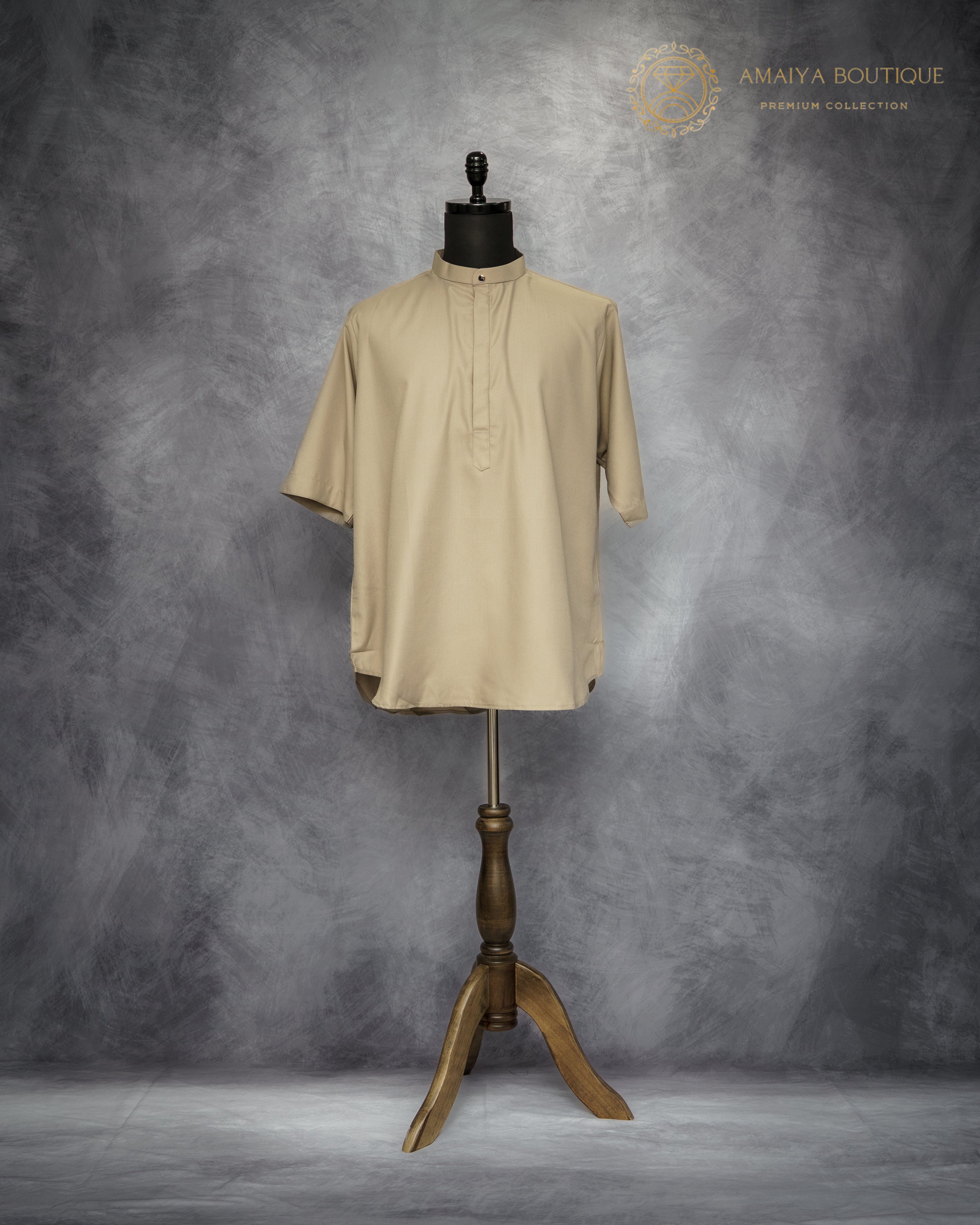 Relaxed Fit Short Sleeve Shirt – Beige