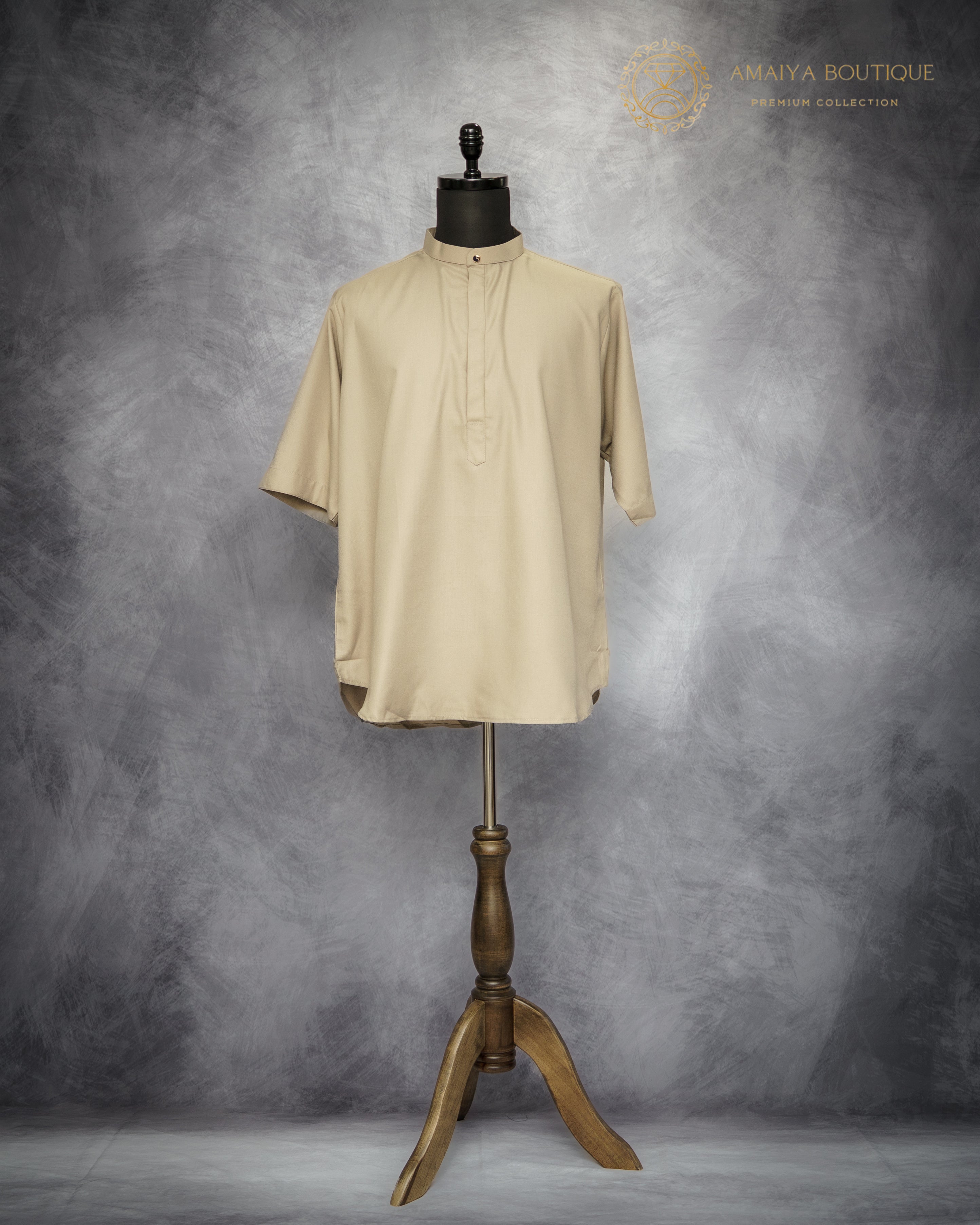 Relaxed Fit Short Sleeve Shirt – Beige