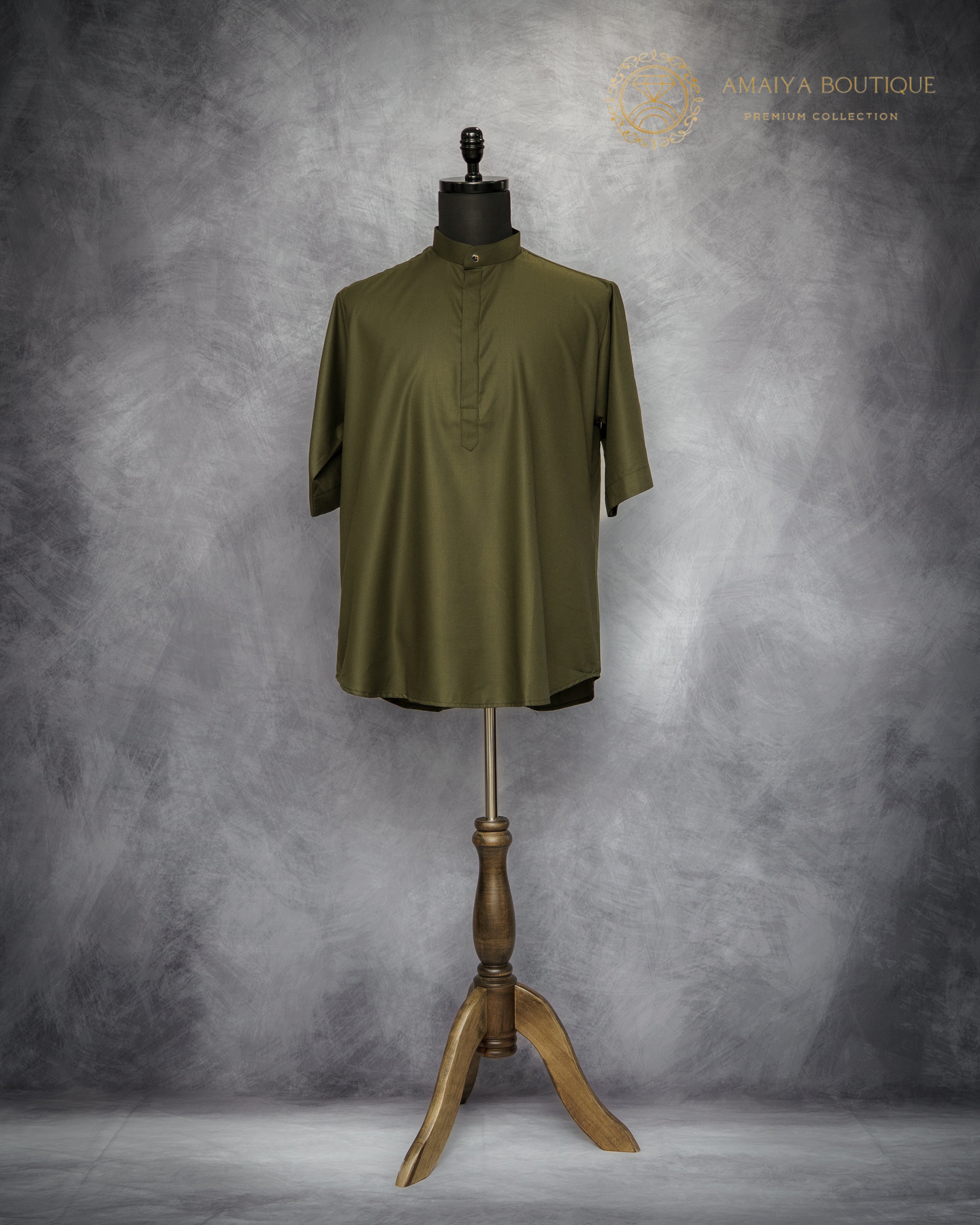Relaxed Fit Short Sleeve Shirt – Olive Green