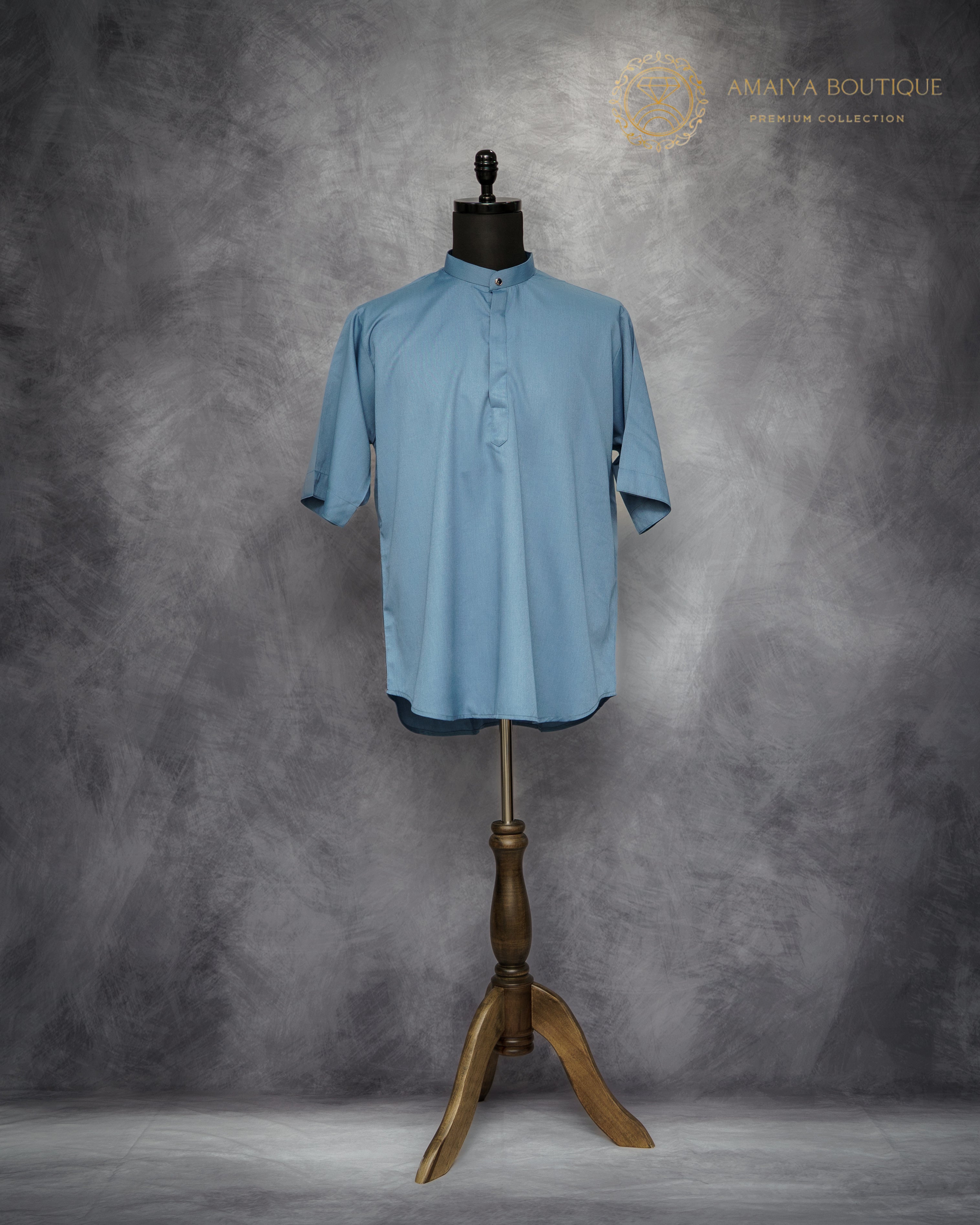 Relaxed Fit Short Sleeve Shirt – Stone Blue