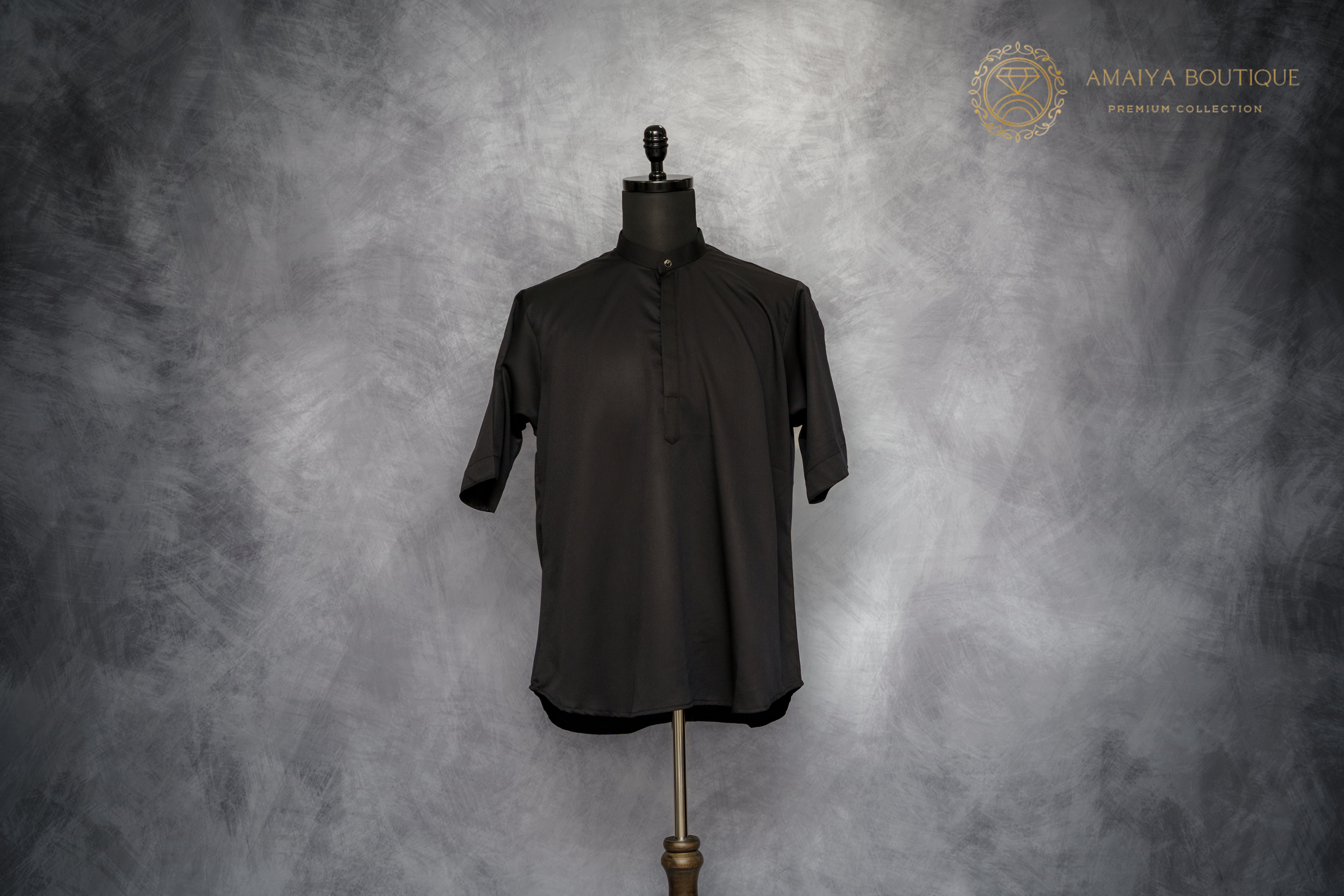 Relaxed Fit Short Sleeve Shirt-  Black