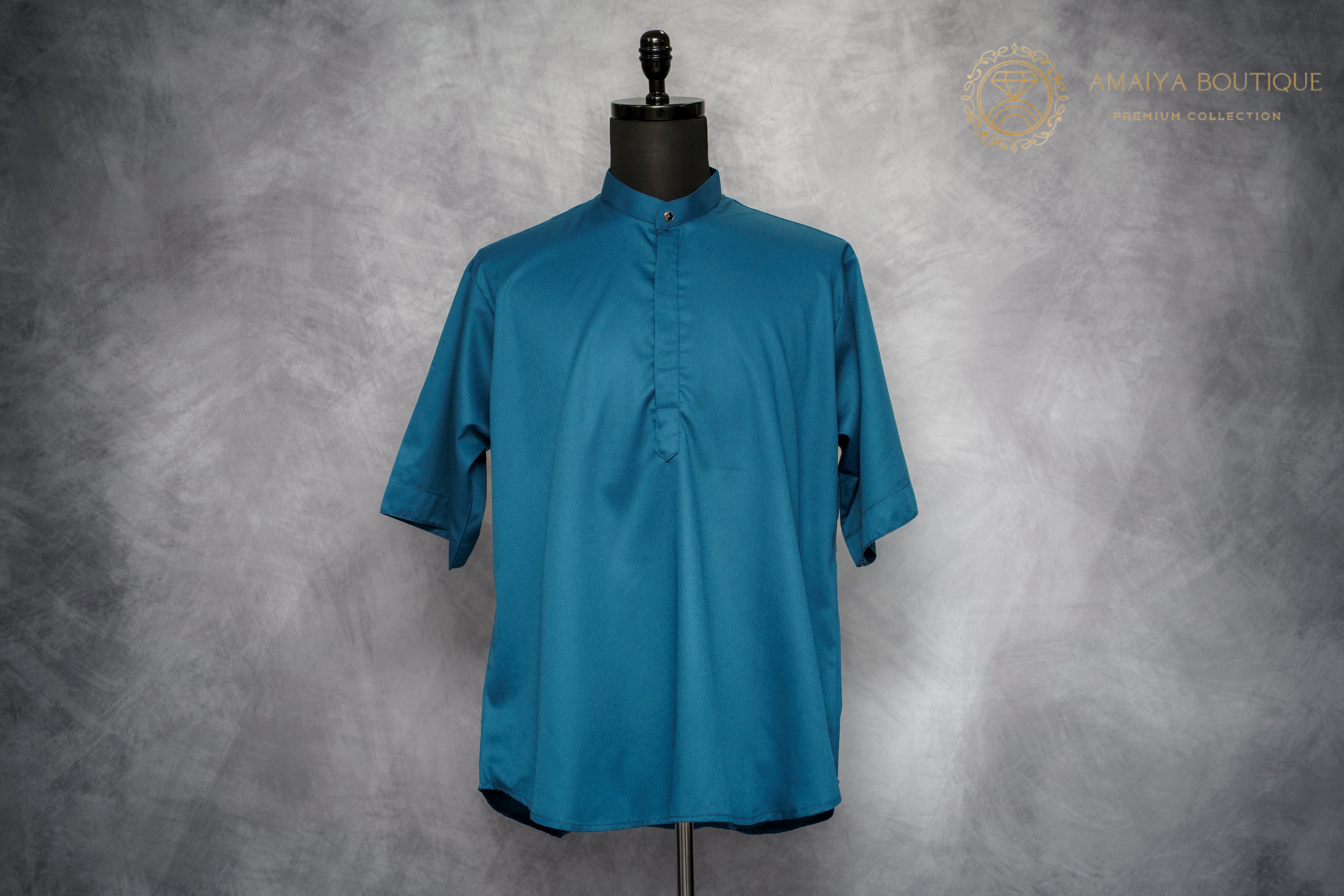 Relaxed Fit Short Sleeve Shirt – Sapphire Blue