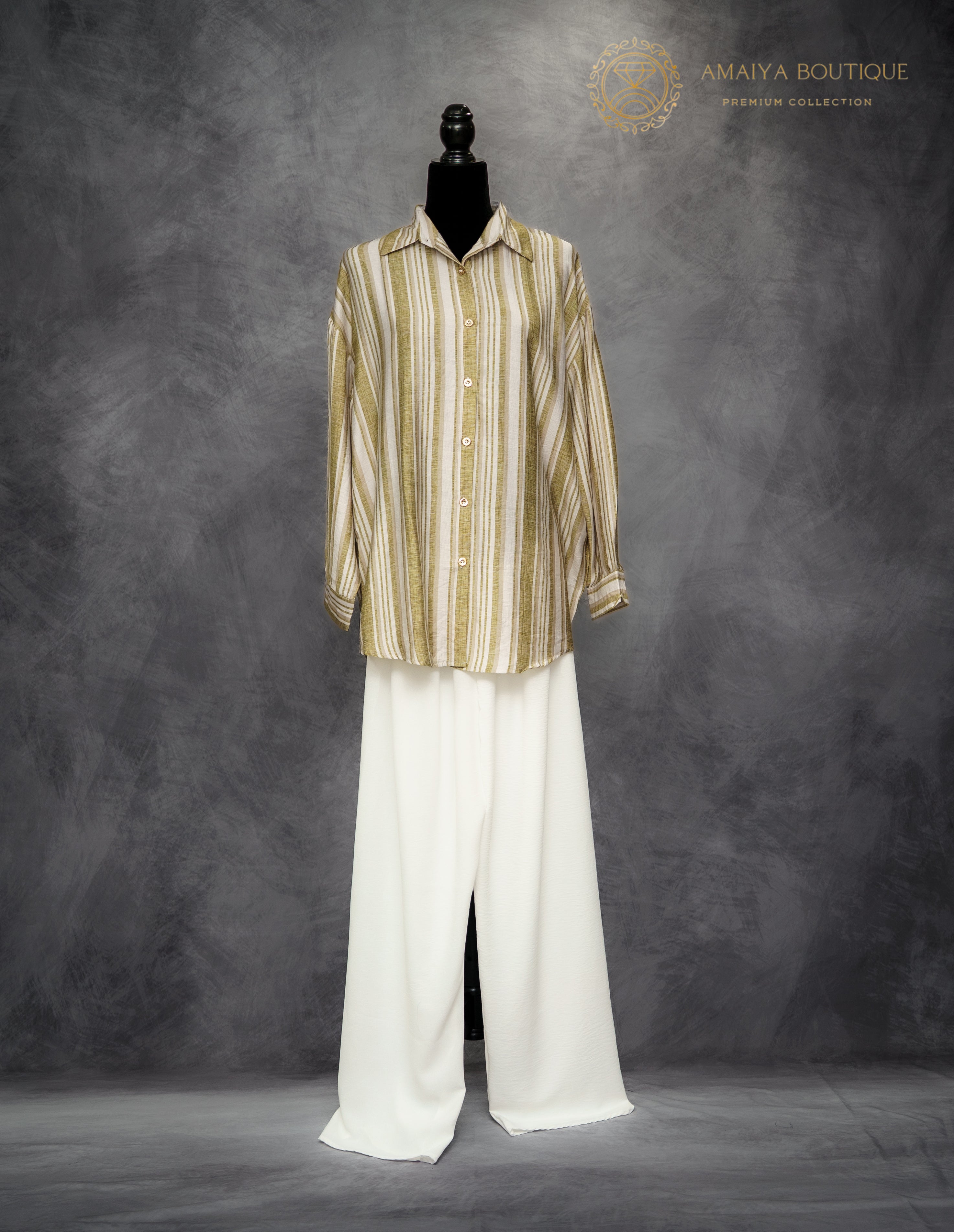 Co-ord Set - Green & White Stripe
