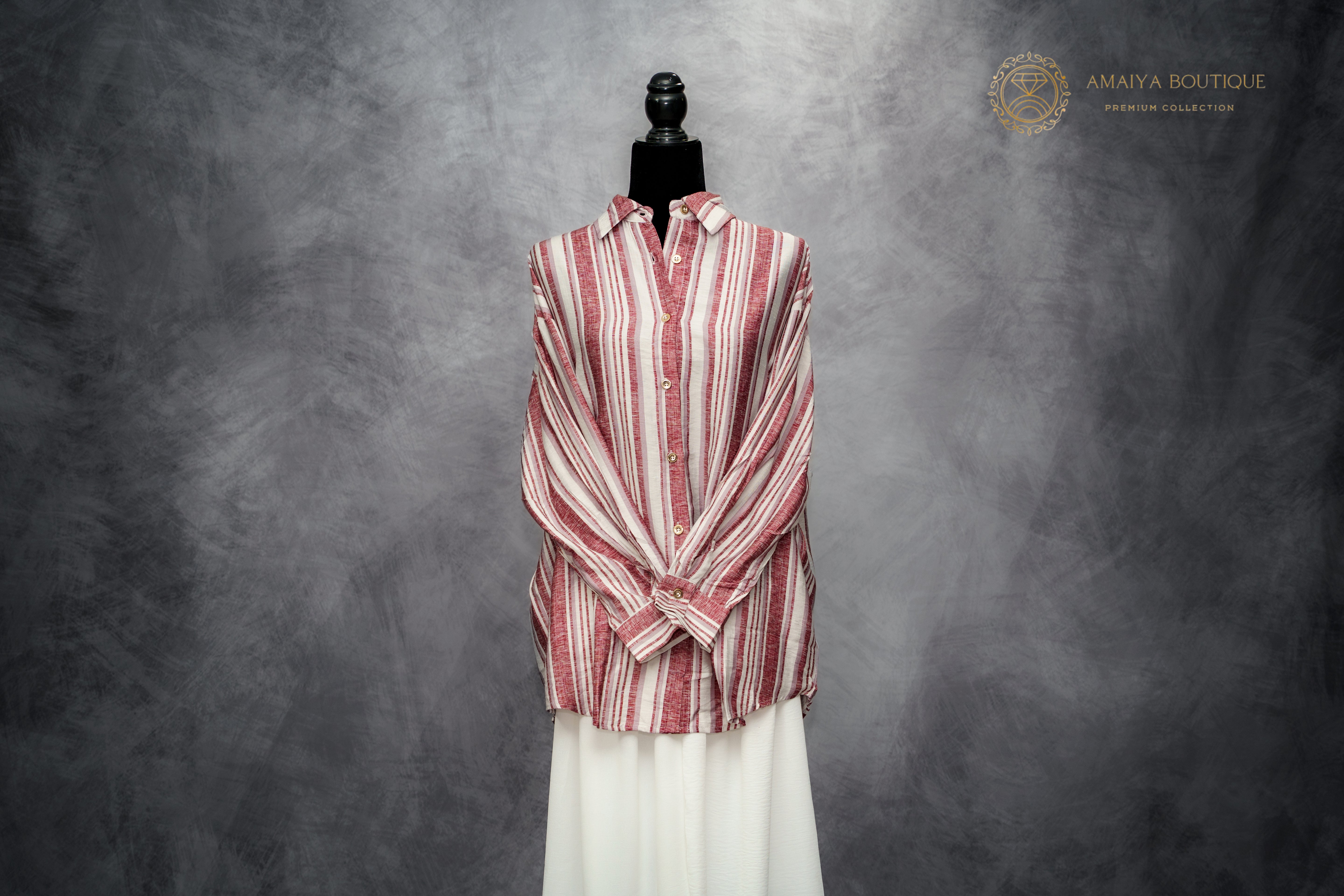 Co-ord Set - Maroon & White Stripe