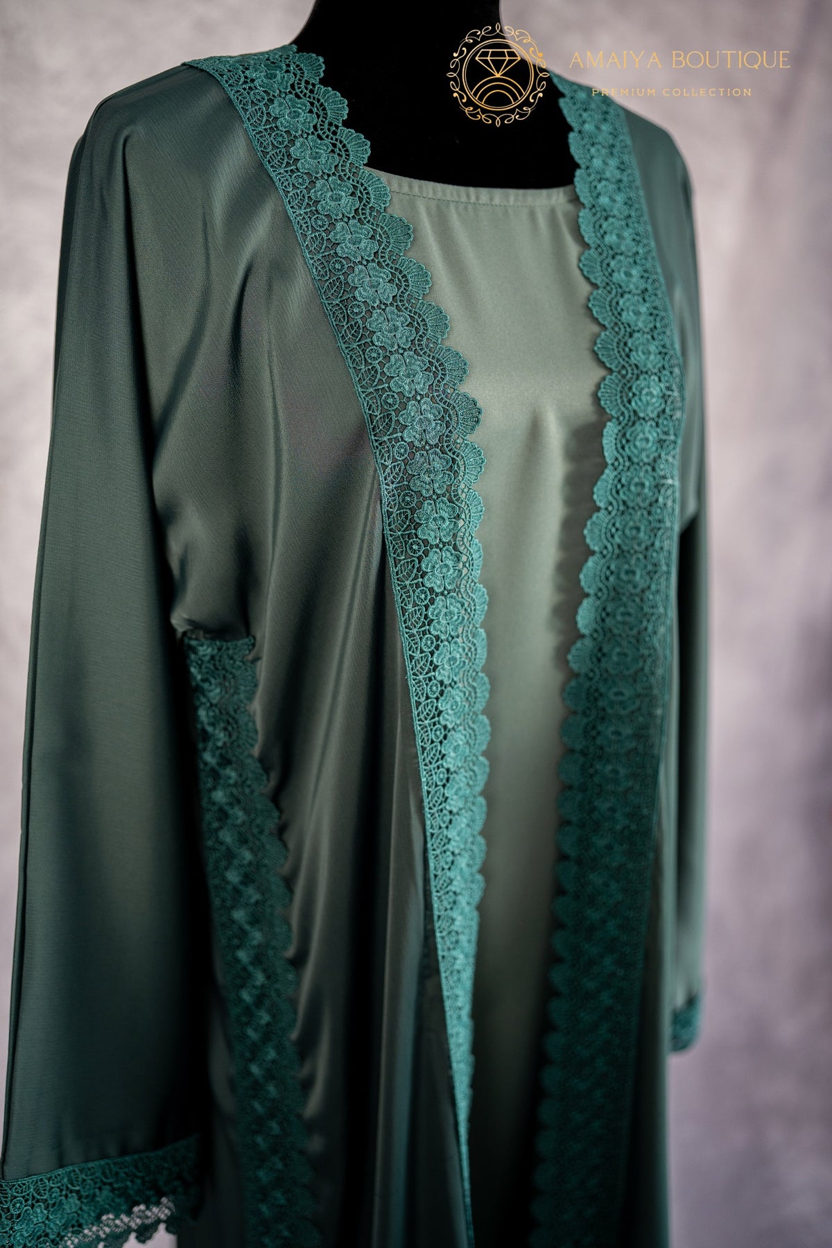 Emerald Green Lace Abaya