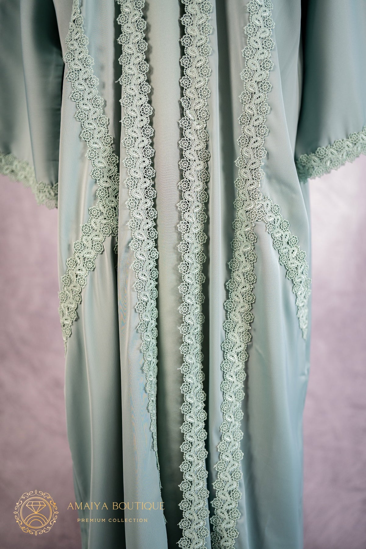Sage Mint Lace Abaya