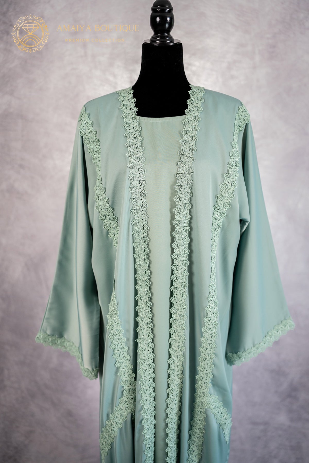 Sage Mint Lace Abaya