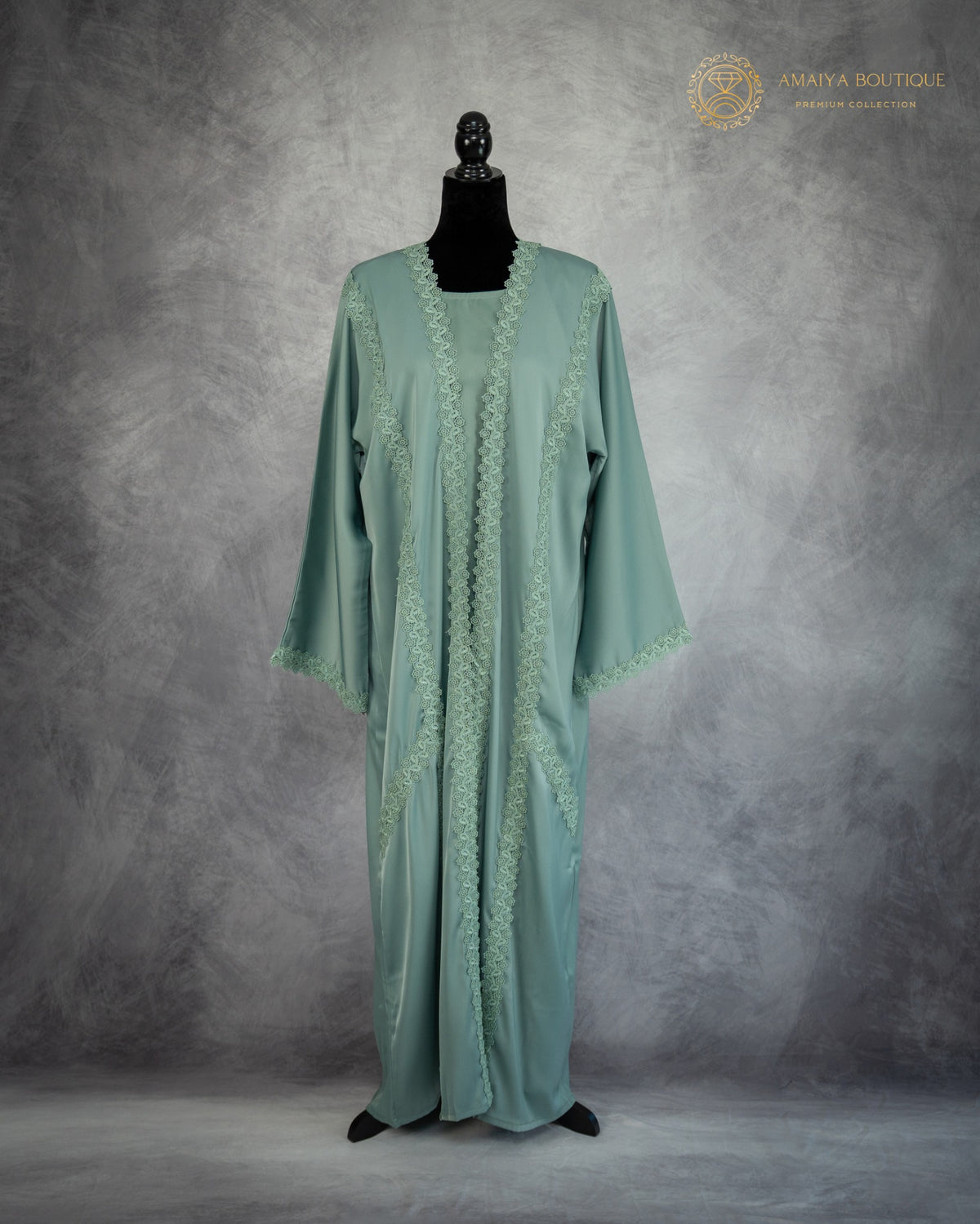 Sage Mint Lace Abaya