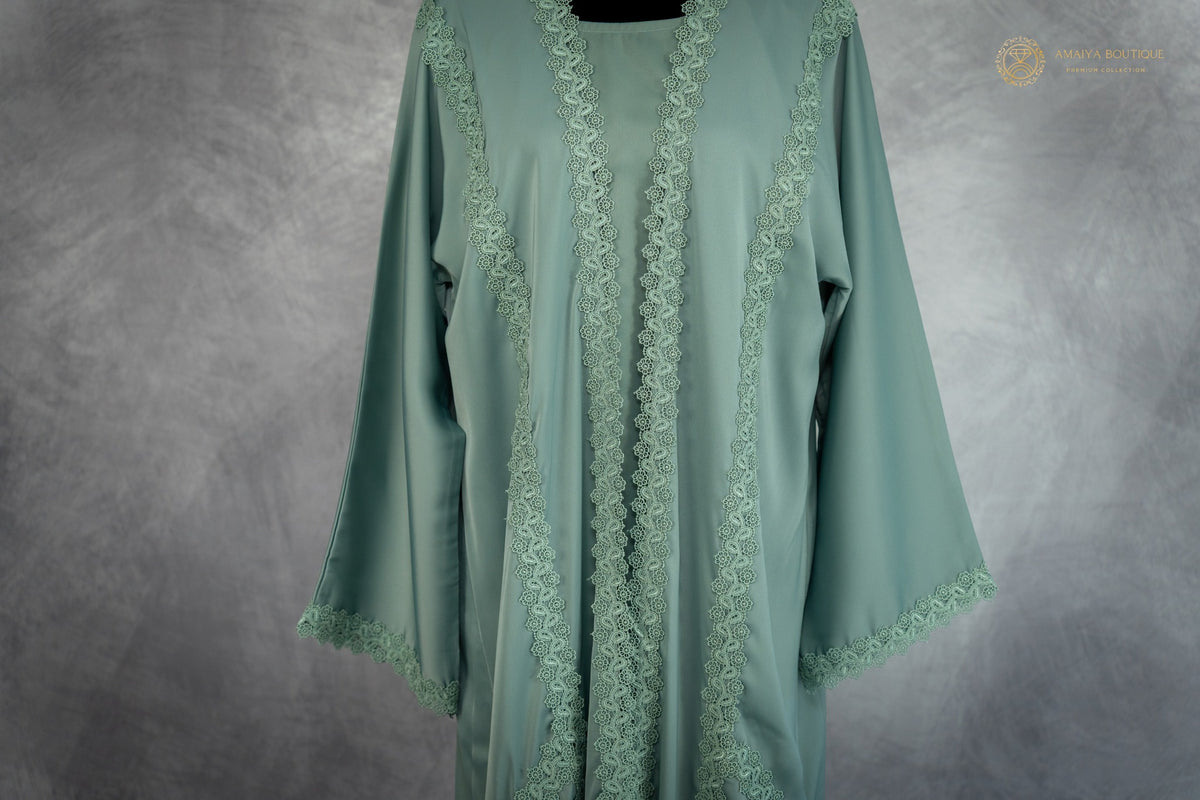 Sage Mint Lace Abaya